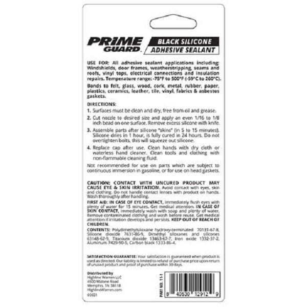 Prime Guard Black Silicone Gasket Maker 3oz #11-1 Pack Of 12 Made In USA