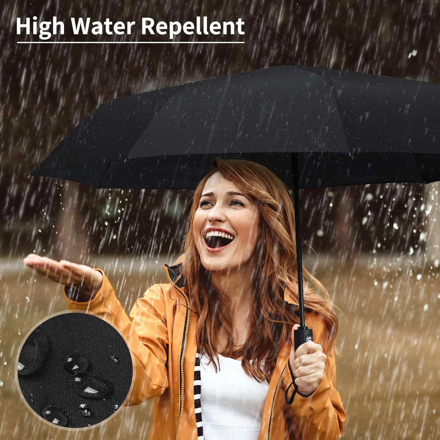 Windproof Travel Umbrella, Automatic Umbrellas for Rain, Portable & Compact Umbr
