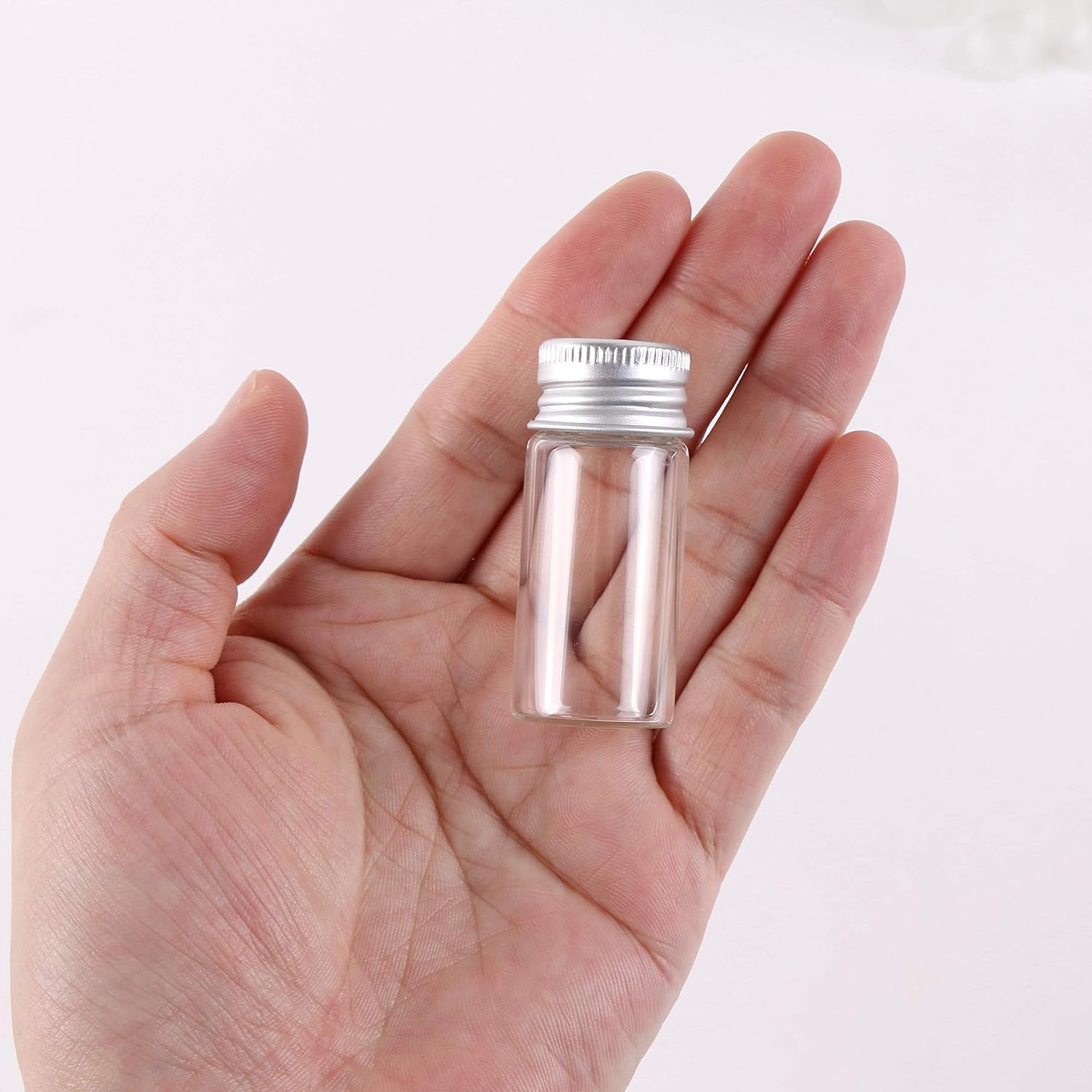 100 10Ml Vials Small Mini Tiny Glass Bottles Clear Empty Jars with Aluminum Top