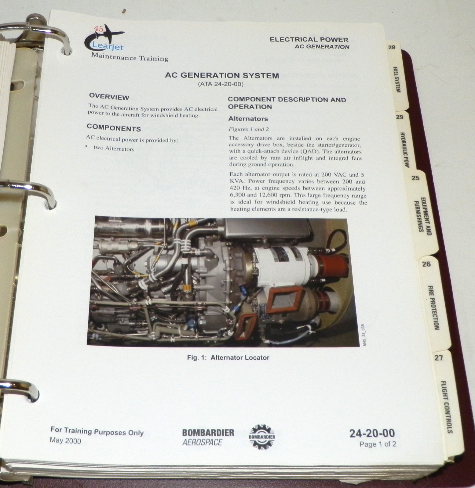 Bombardier Learjet 45 Maintenance Training Manual 3 Ring Binder