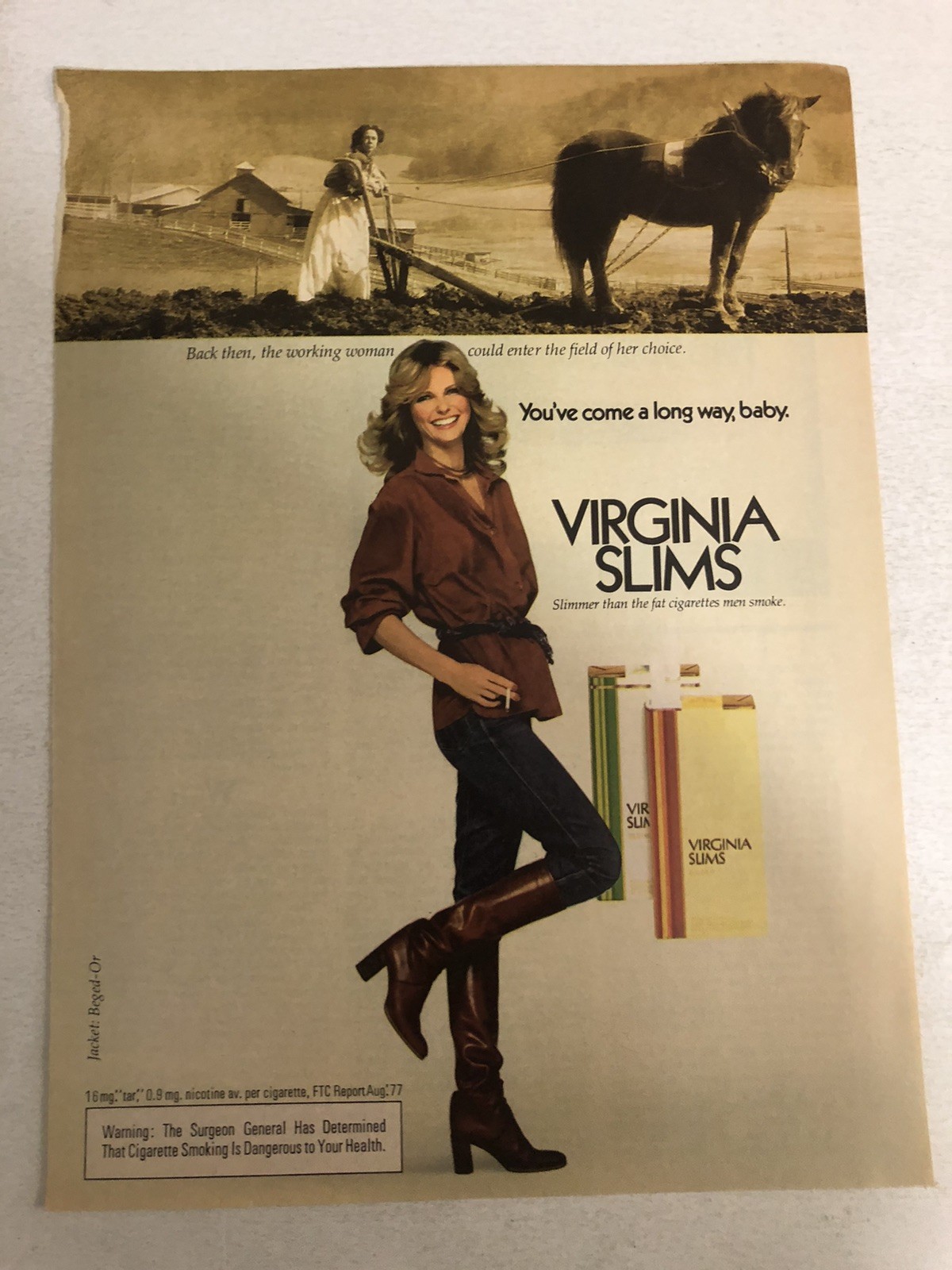 1977 Virginia Slims Cigarettes Print Ad Vintage Advert pa10
