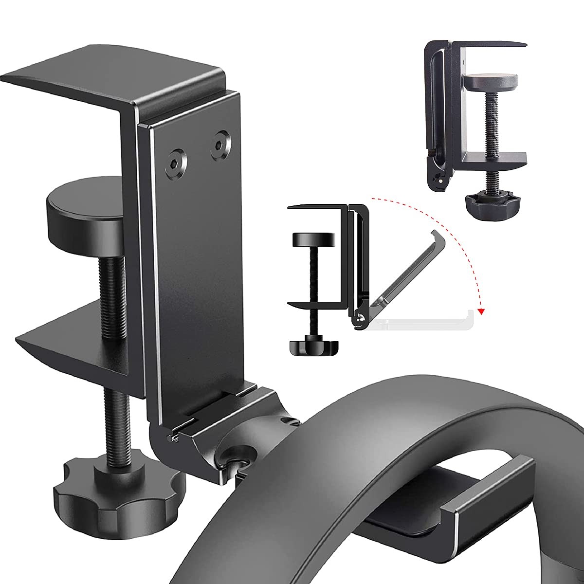 Headphone Holder Under Desk Hook, Durable Aluminum, Cable Organizer