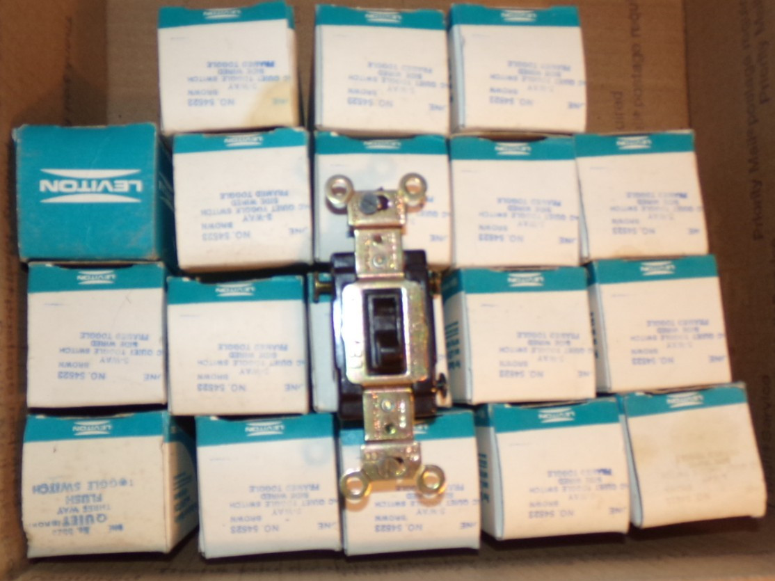 LOT OF 18 Leviton 54523 - Brown 3-Way Toggle Switch 20A 125V