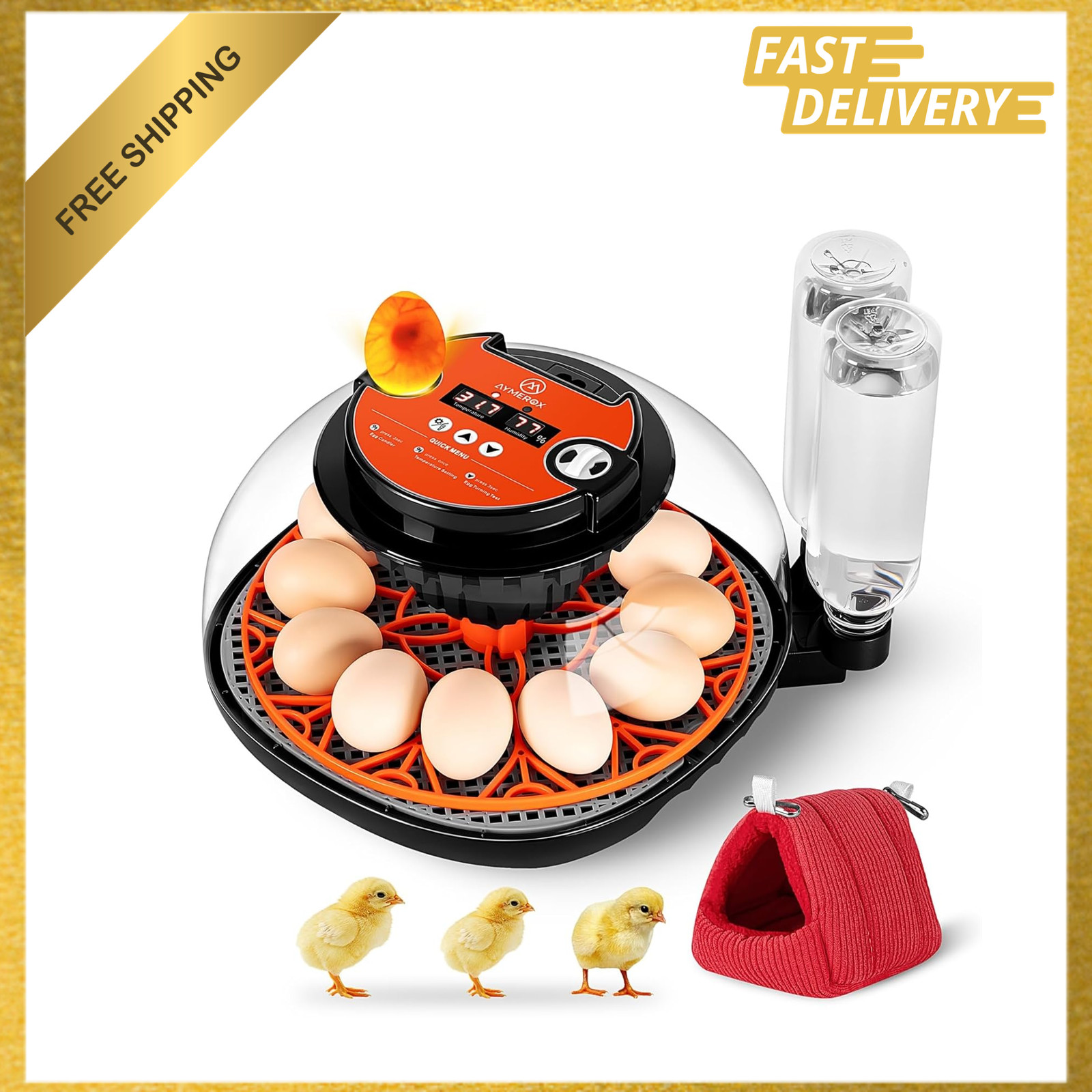12 Egg Incubator for Hatching Chicken Duck Quail Goose Automatic Temperature