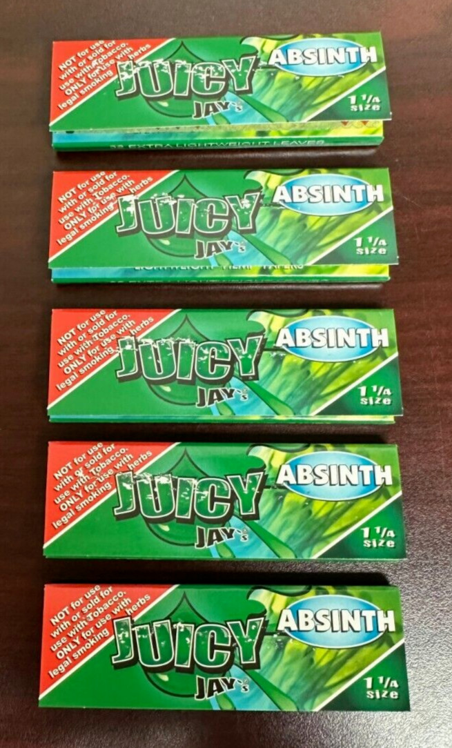 Juicy Jays 1 1/4 ABSINTH  Cigarette Rolling Papers -5 PACKS
