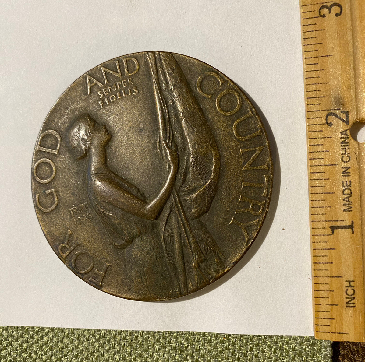 1925 BRONZE MEDAL AMERICAN LEGION FOR GOD AND COUNTRY SCHOOL AWARD MEDAL