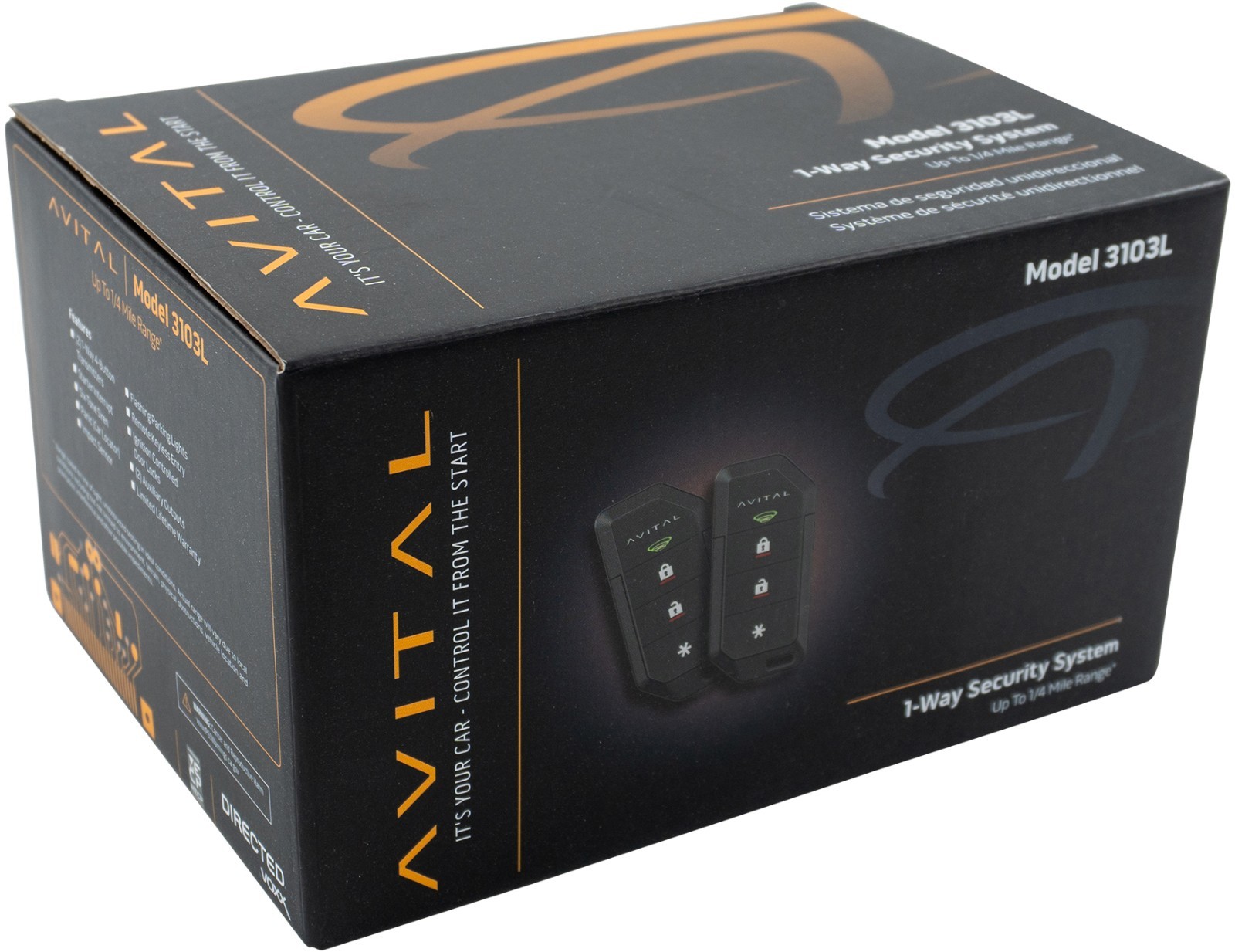 Avital 3103-L Automotive 1-Way Security System with Two 4-Button Remotes