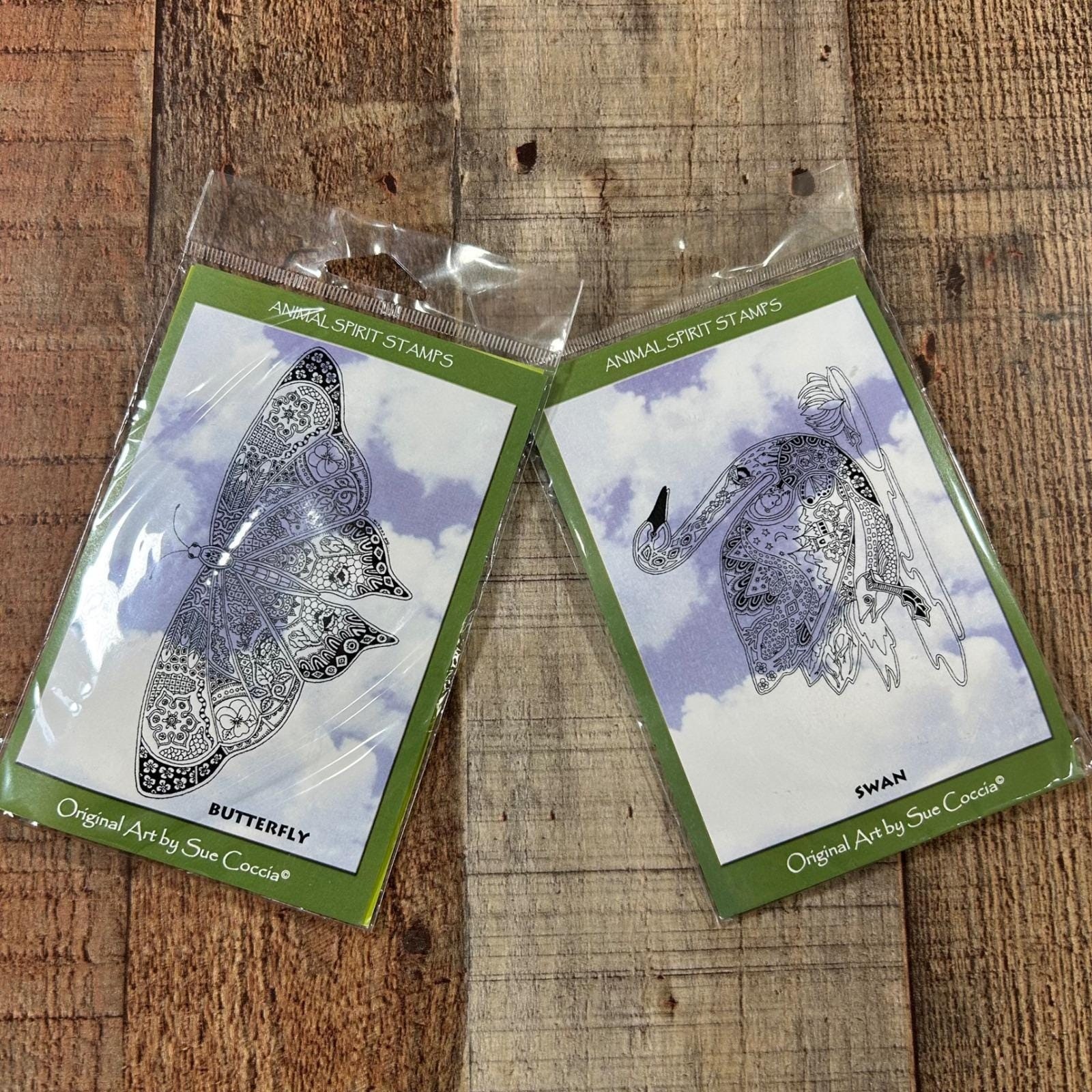Sue Coccia Animal Spirit Rubber Stamps Set Cling Foam Butterfly Swan Craft NEW