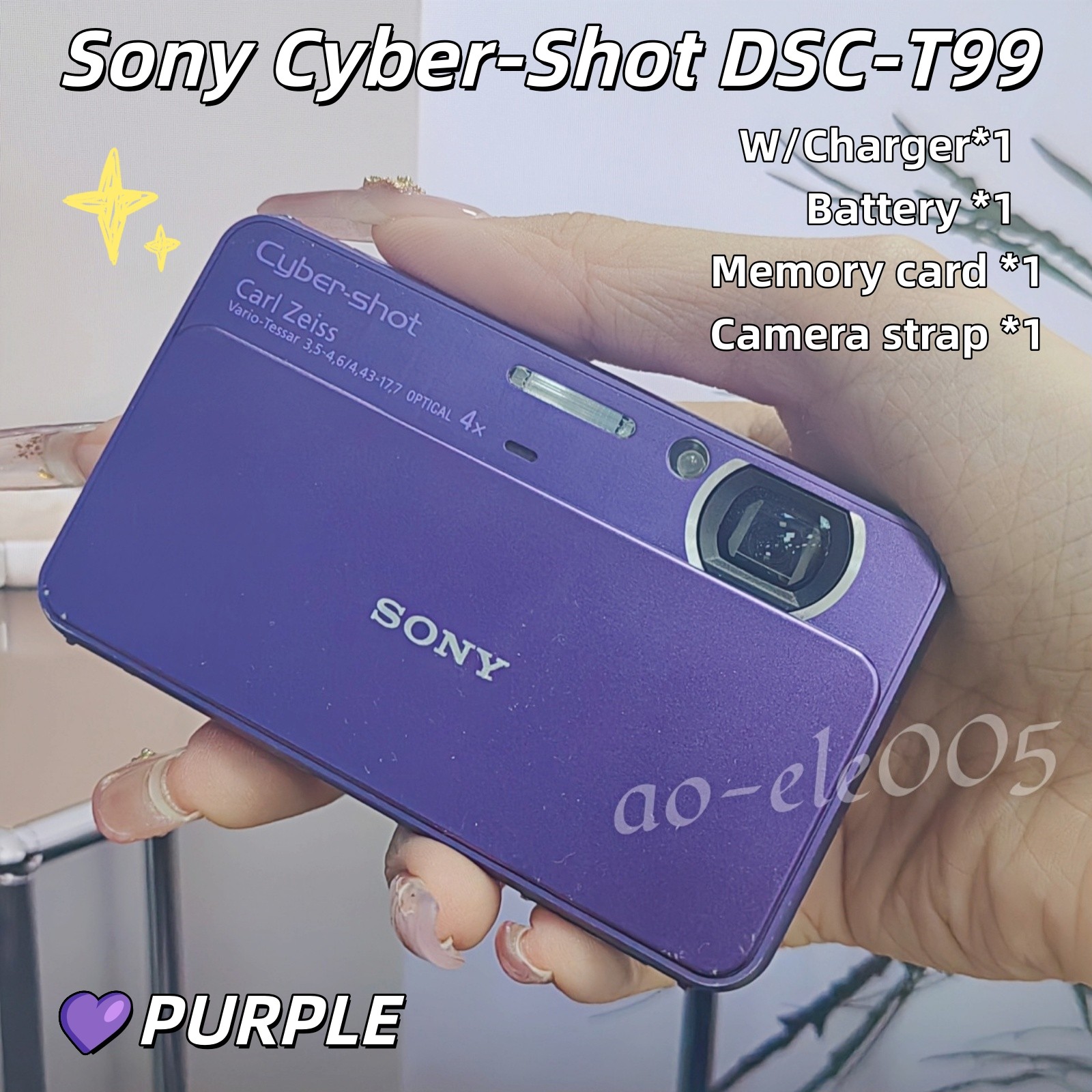 Sony Cyber-Shot DSC-T99 Purple Sony T Series 14.1MP Digital Camera 4x Zoom 90%
