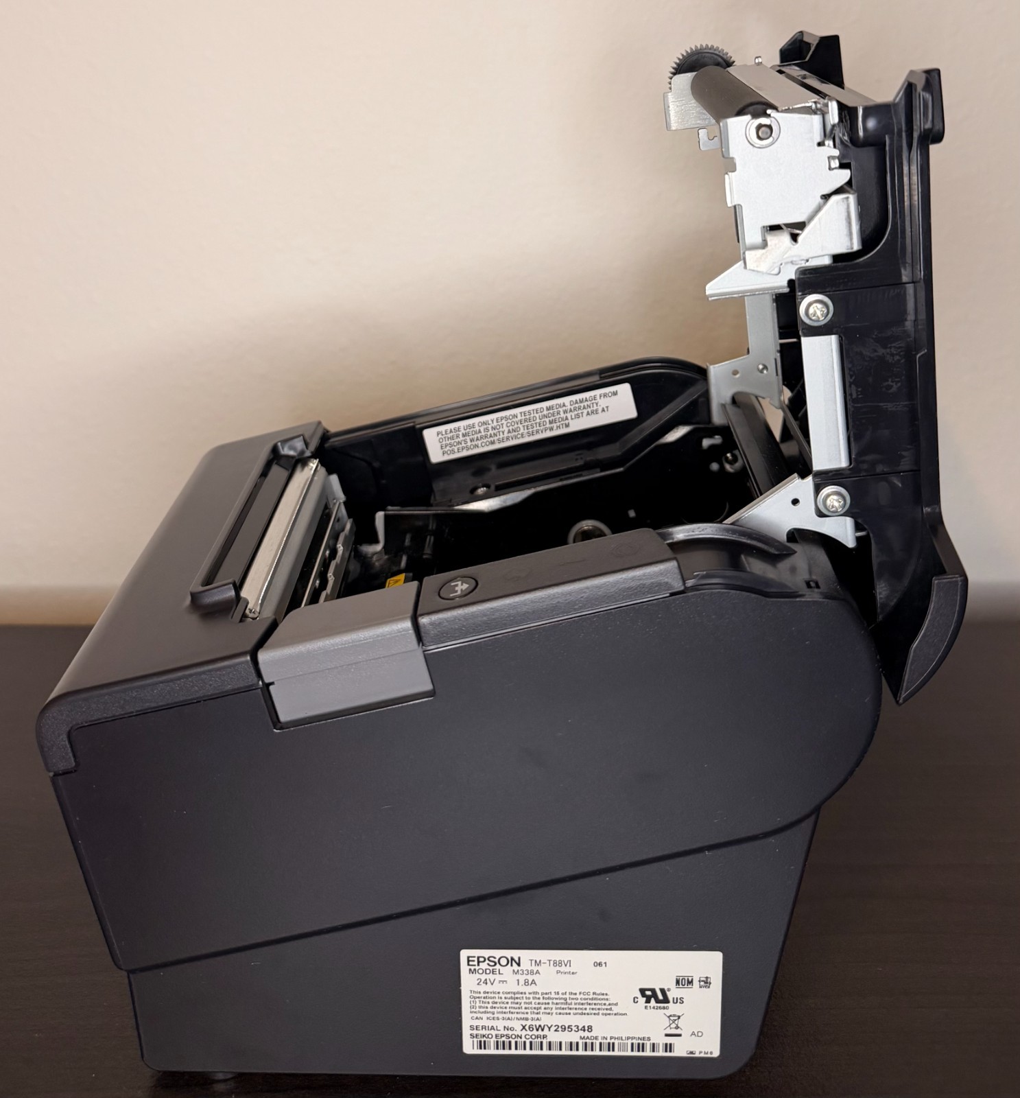 TESTED Epson TM-T88VI POS Compact Thermal Receipt Printer Ethernet USB Square