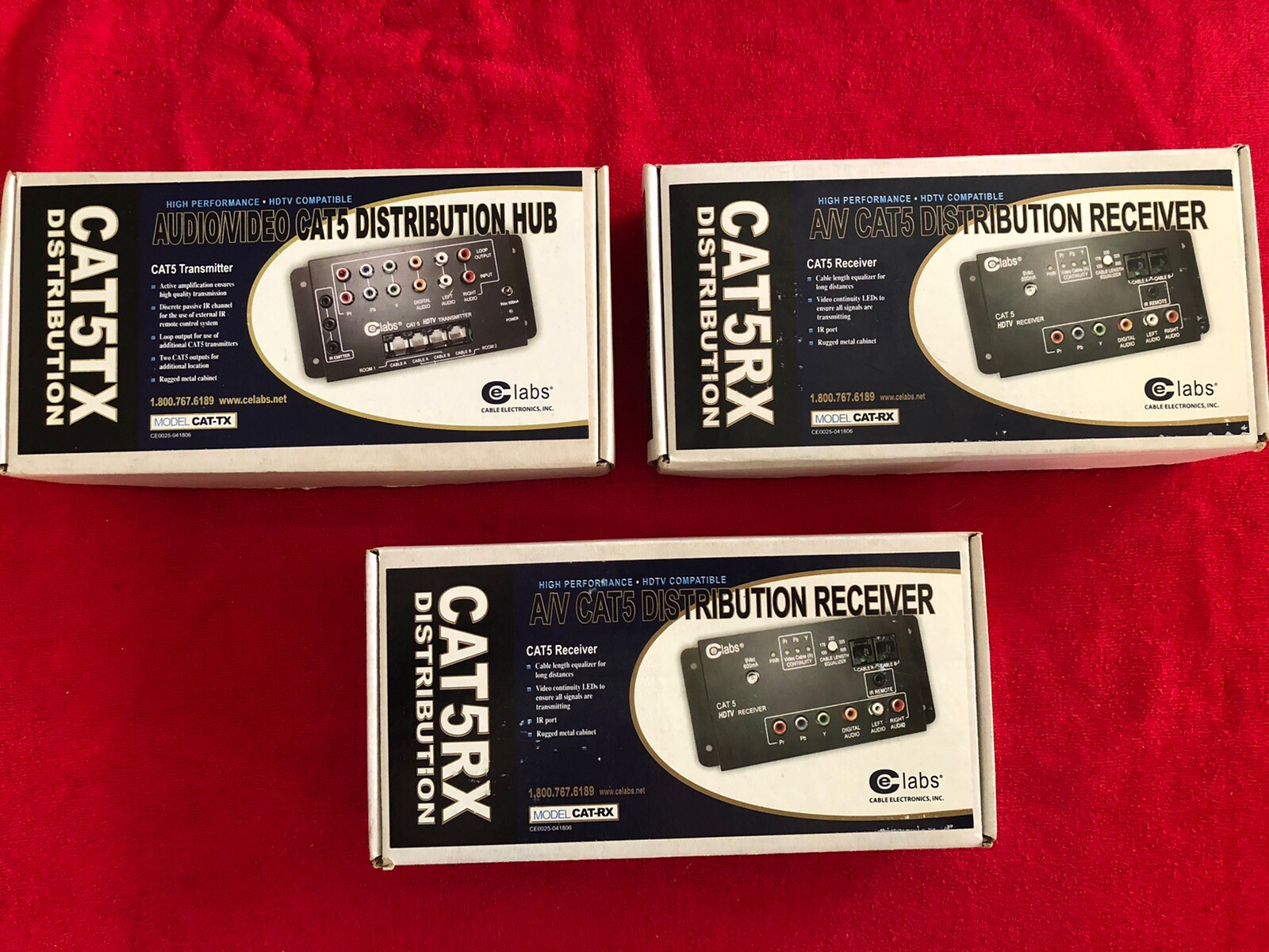 Three New CAT5RX CAT5 A/V Distribution Receiver CE Labs READ DESCRIPTION