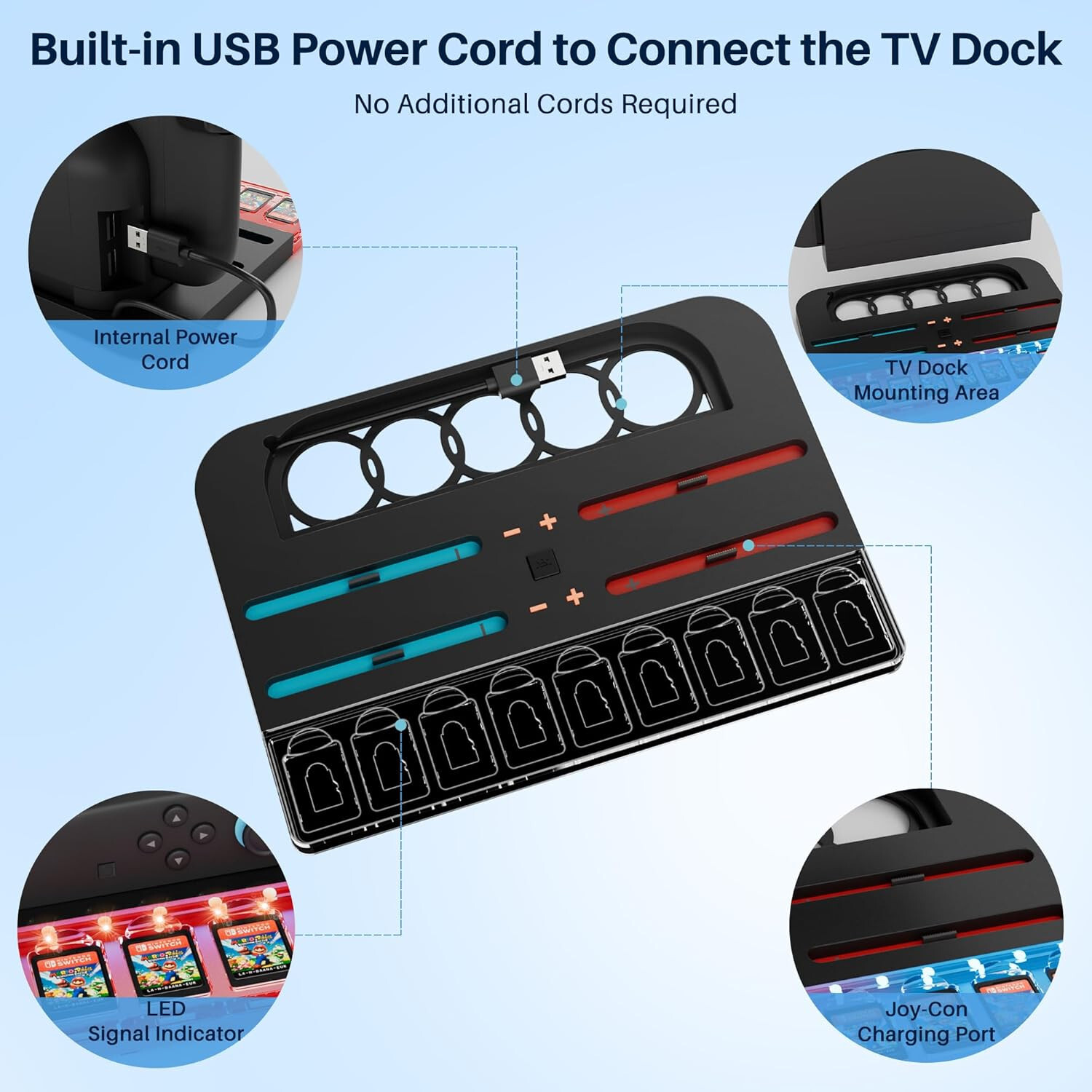 Charging Dock for Nintendo Switch 2 Console & Joy-Cons, 9 Game Slots+ Screen Pr