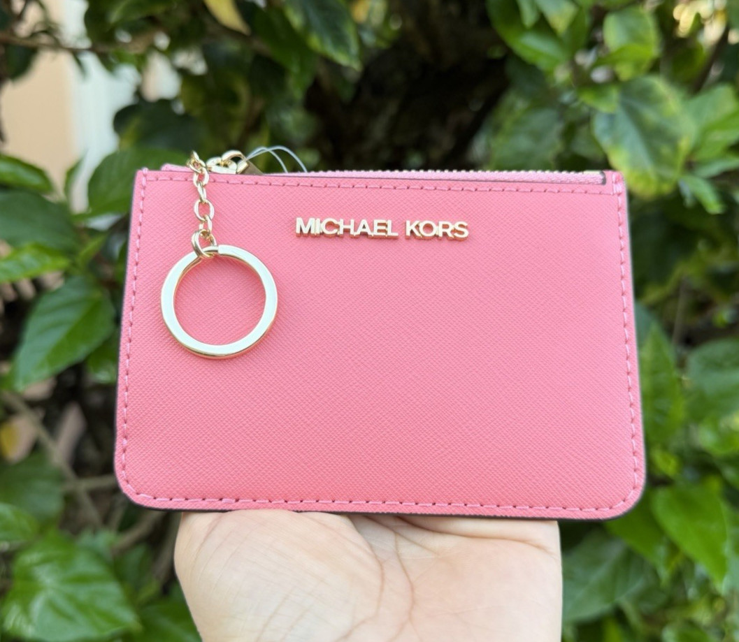 Michael Kors Jet Set Travel Small Coin Pouch ID Key Holder Wallet Grapefruit