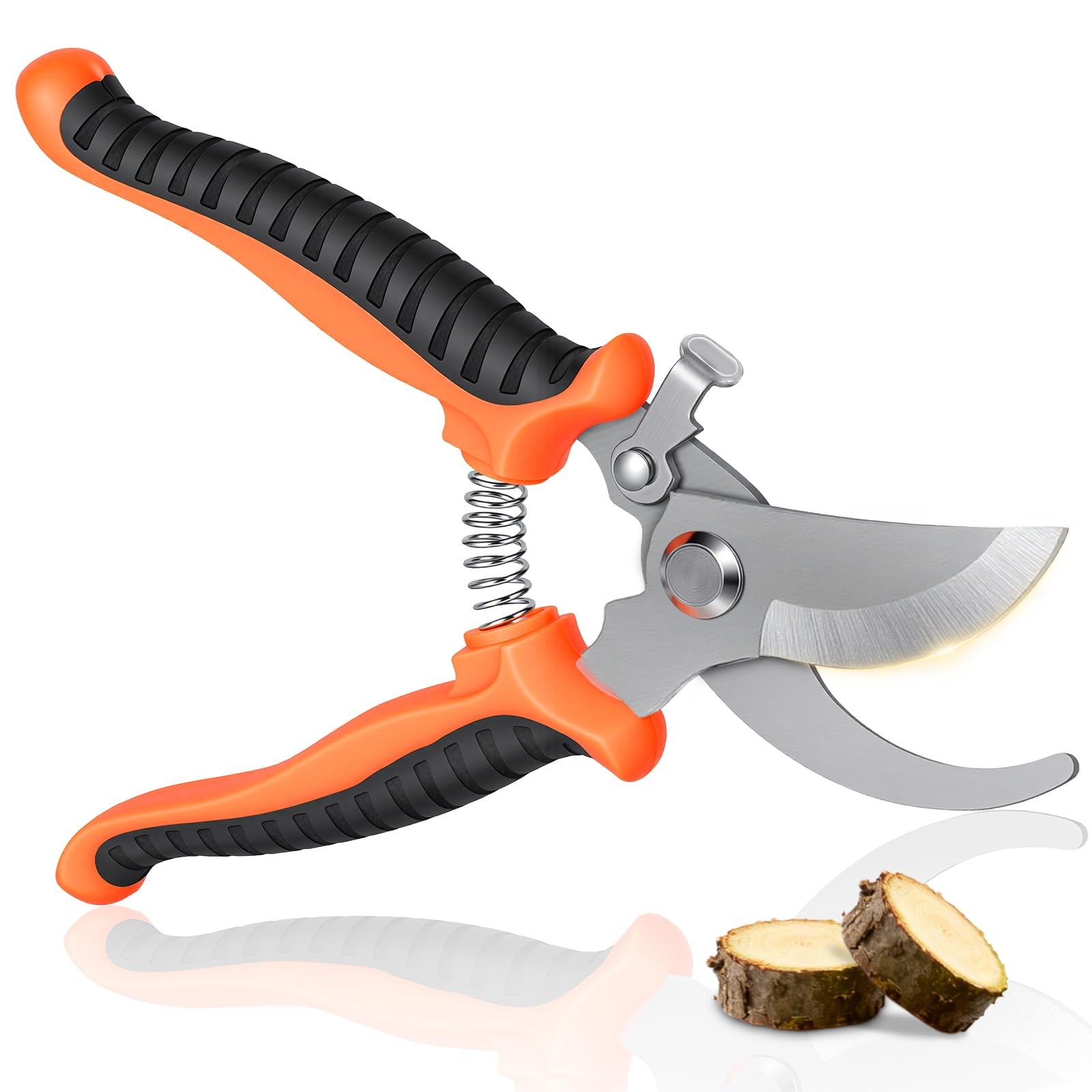 Hungsual Pruning Shear, Premium Gardening Scissors for Rose Bushes, Orange
