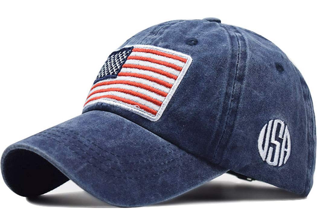Mealah Men's American-Flag Baseball-Cap Embroidery - Washed One Size, Navy
