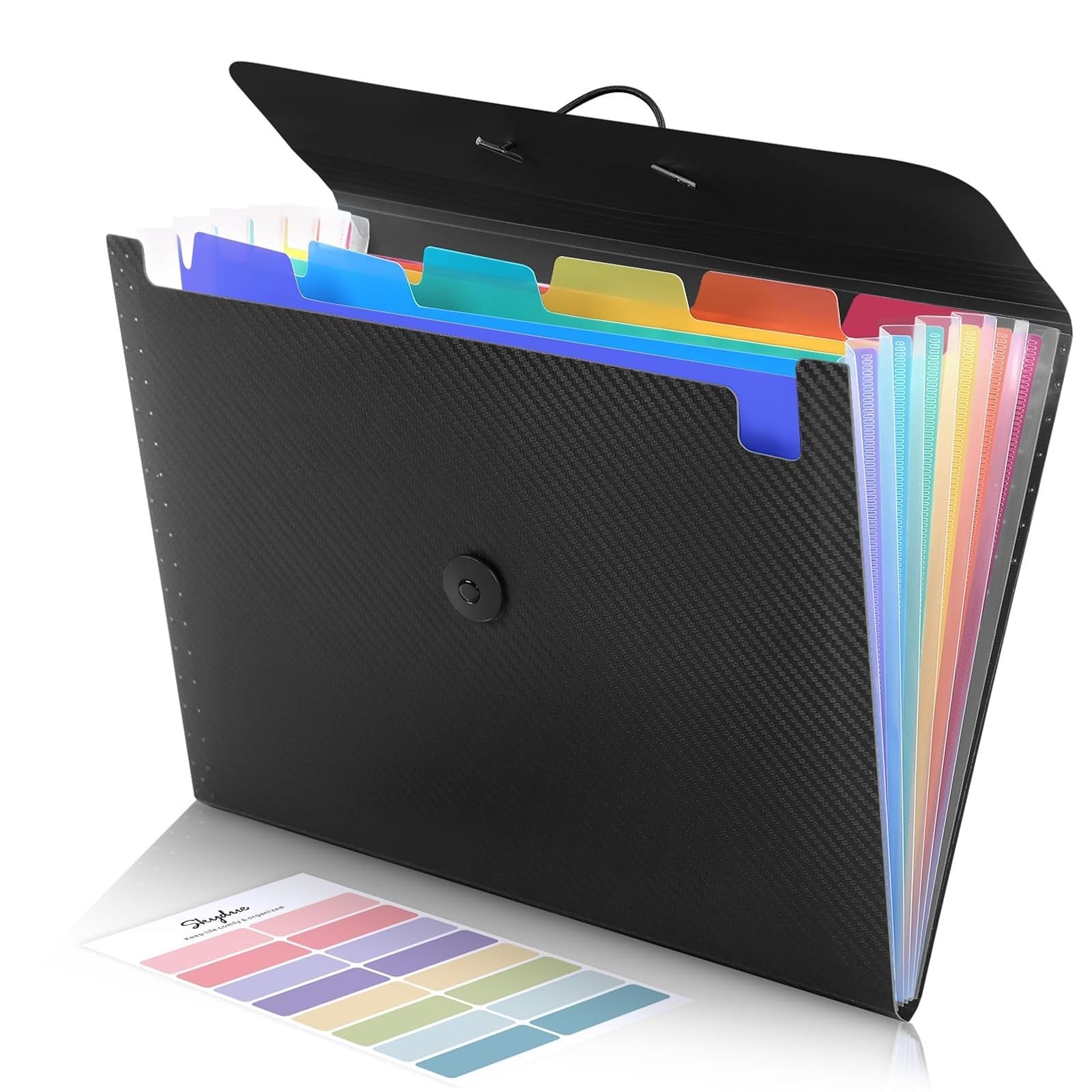 SKYDUE Accordion File Organizer 7 Pockets Black