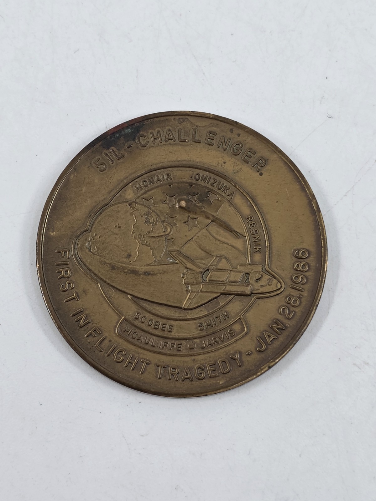 1986 Space Shuttle Challenger STS-51L Memorial Medal 7 Crew Members Bronze Token