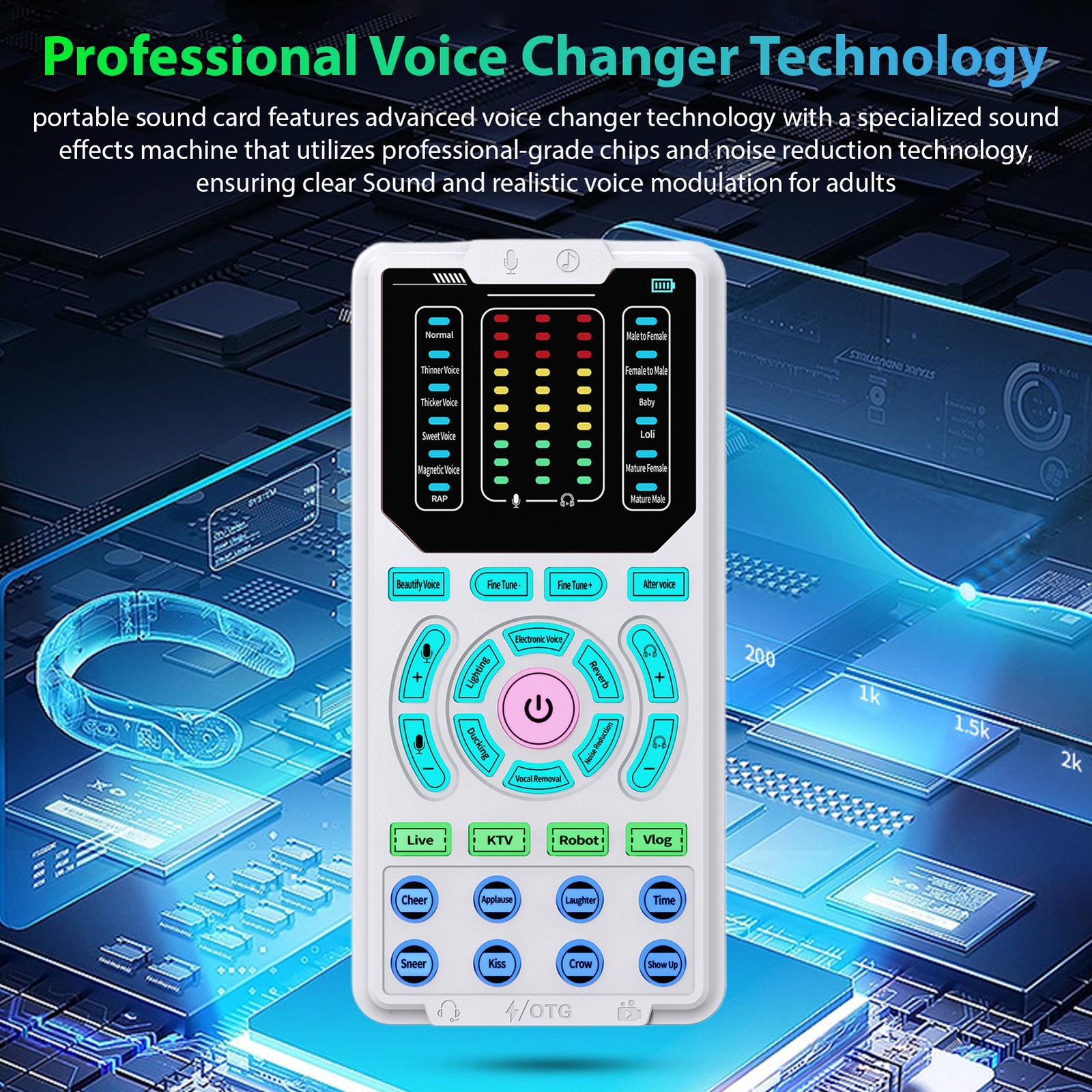 Voice Changer Portable Voice Changer Device With Headphone Microphone 15 RUWE
