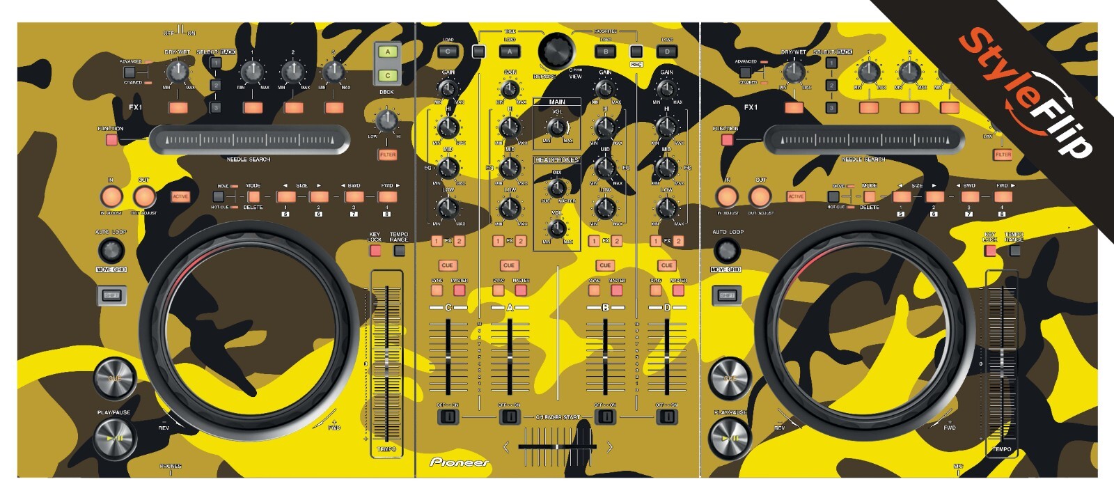 Pioneer DDJ-T1 Skin | Camo Yellow | Protective Decal | StyleFlip Skins