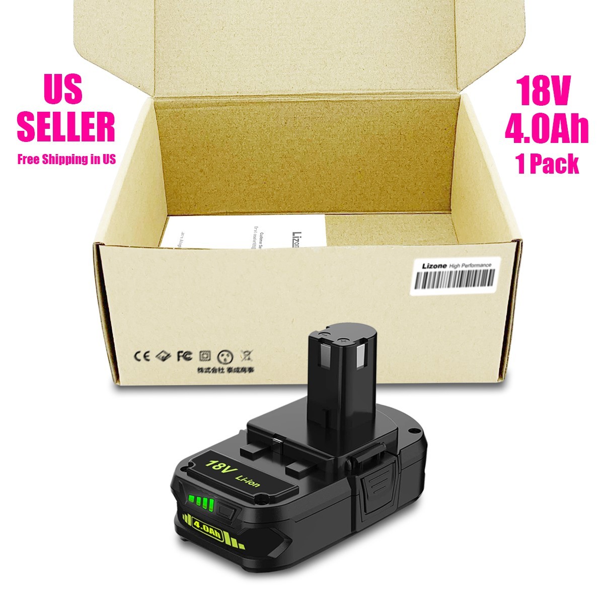 NEW 18V 4.0Ah For RYOBI 18V 2Ah Compact Battery 18V Plus One P191 P190 PBP006