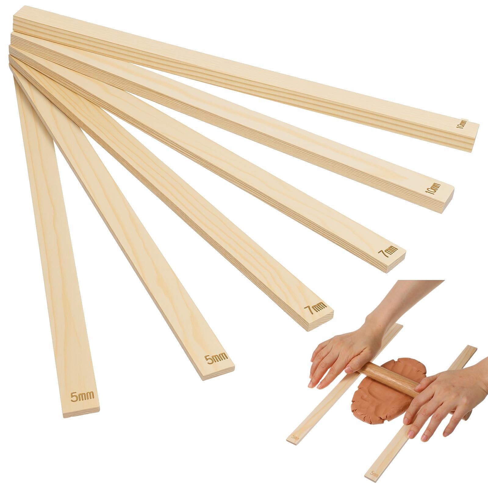 6PCS Rolling Pin Thickness Guides, Wooden Dough Thickness Guides, Tools Clay ...