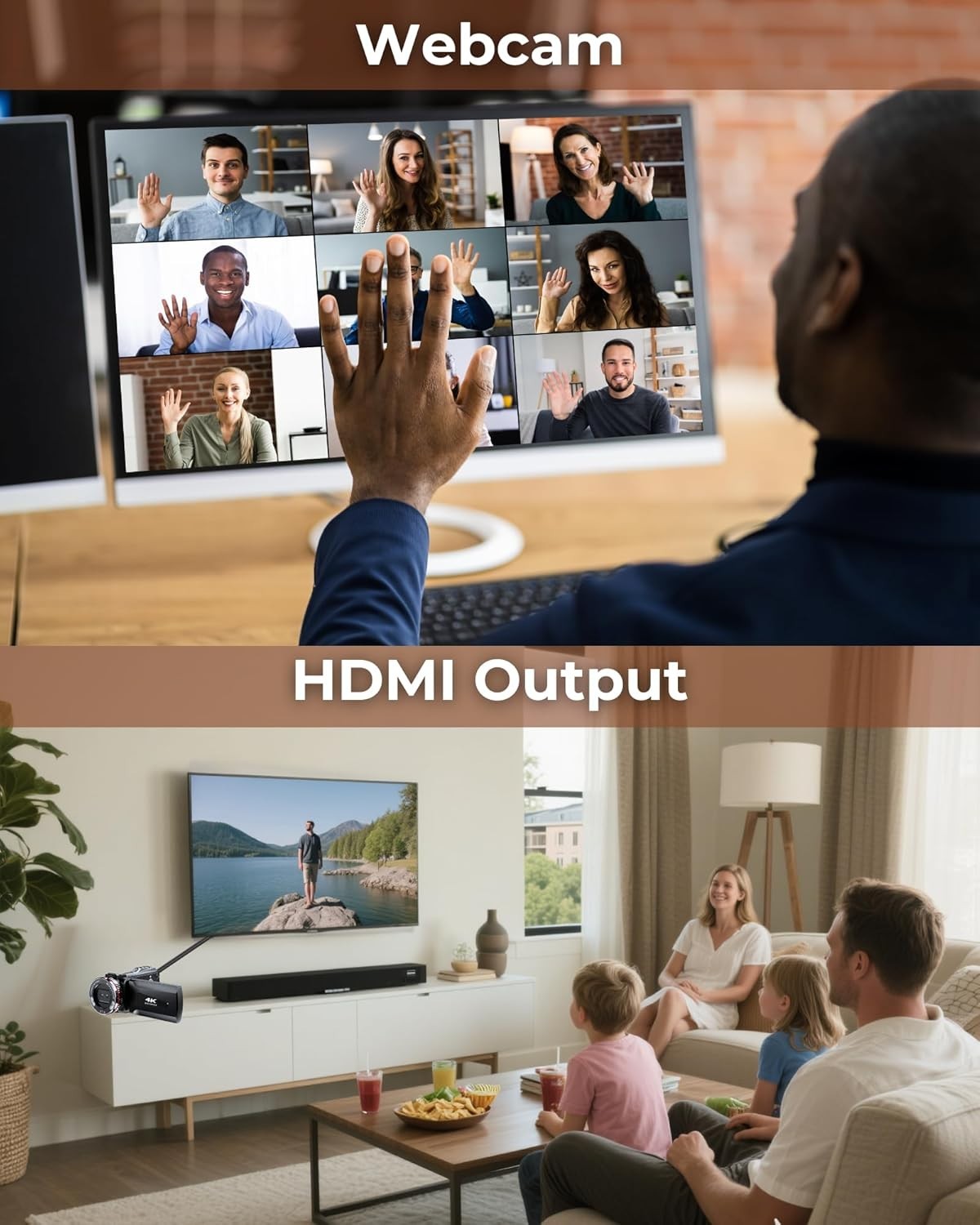 4K 60FPS Video Camera HDMI & Mic Rotatable Screen