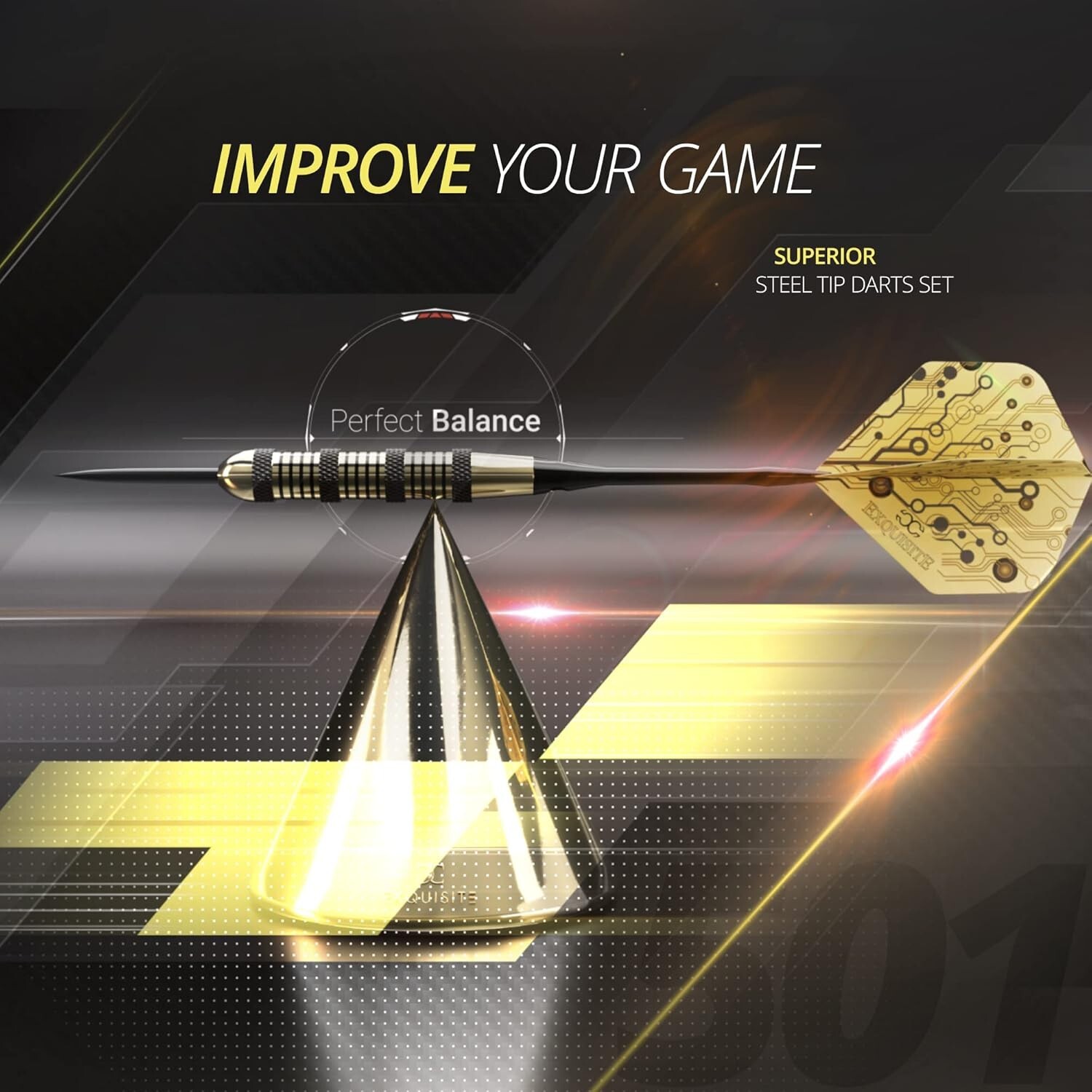 Premium Steel Tip Darts Set with Brass Barrels, Aluminum Shafts & Accessories