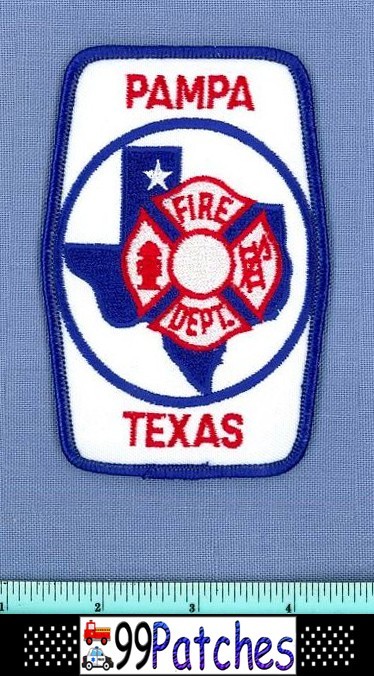 PAMPA TEXAS Fire Rescue Shoulder Patch LONE STAR STATE SHAPE OUTLINE 7G
