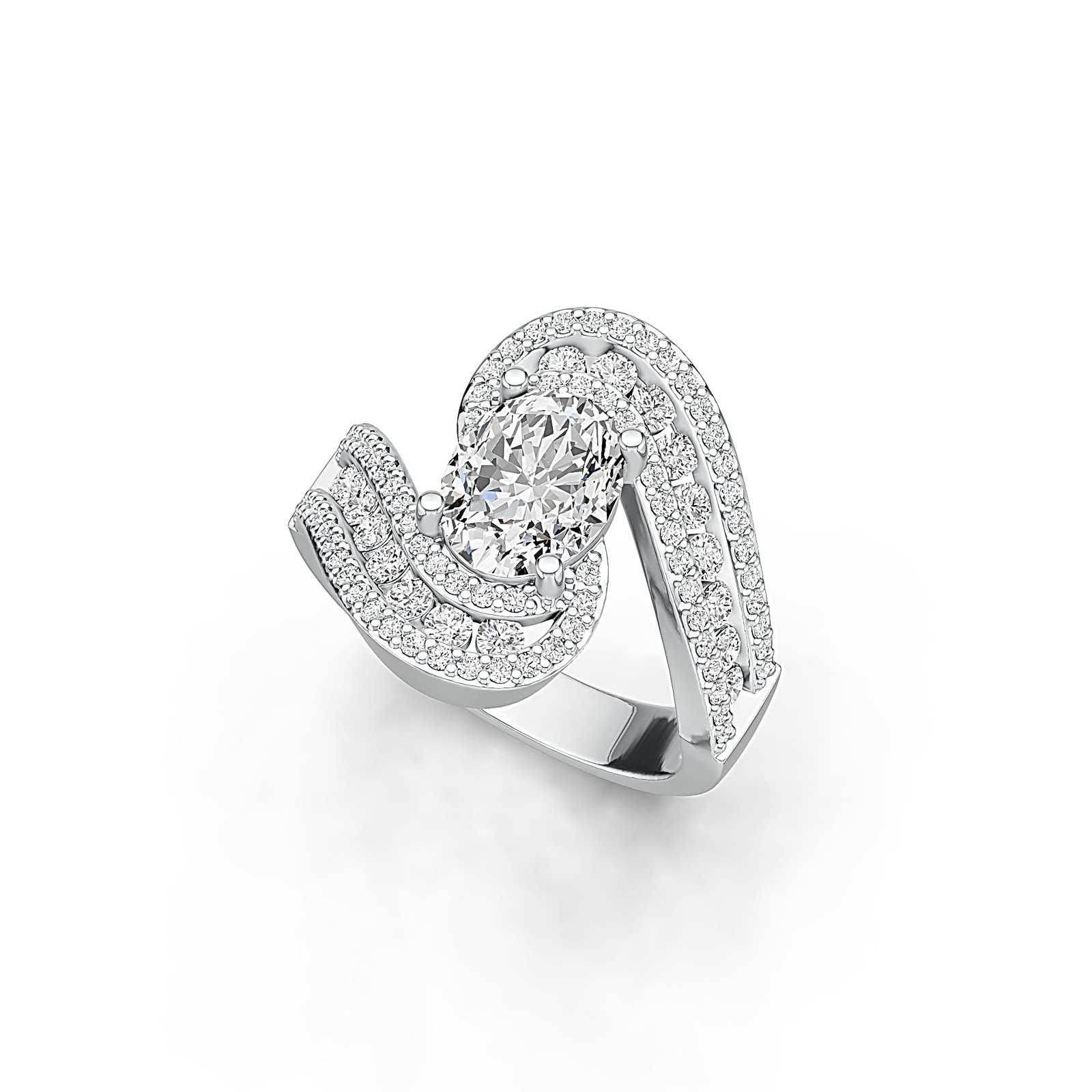 Sterling Silver Semi Mount Ring Setting Oval OV 9X7mm with White Topaz