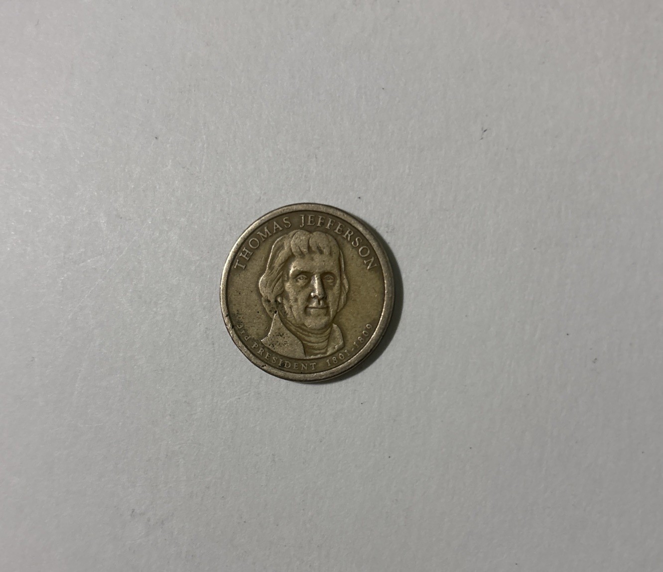$1 Dollar coin  Thomas Jefferson President 1801-1009  United States Of America.