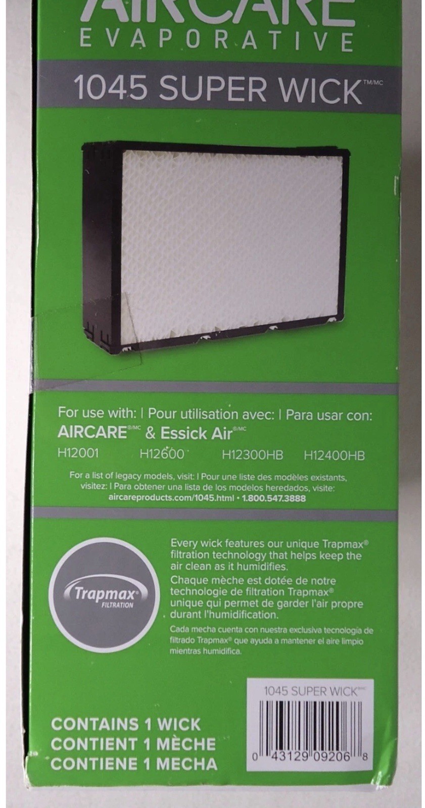 AIRCARE 1045 SUPER WICK Humidifier Wick Filter Trapmax Technology 1 Pack