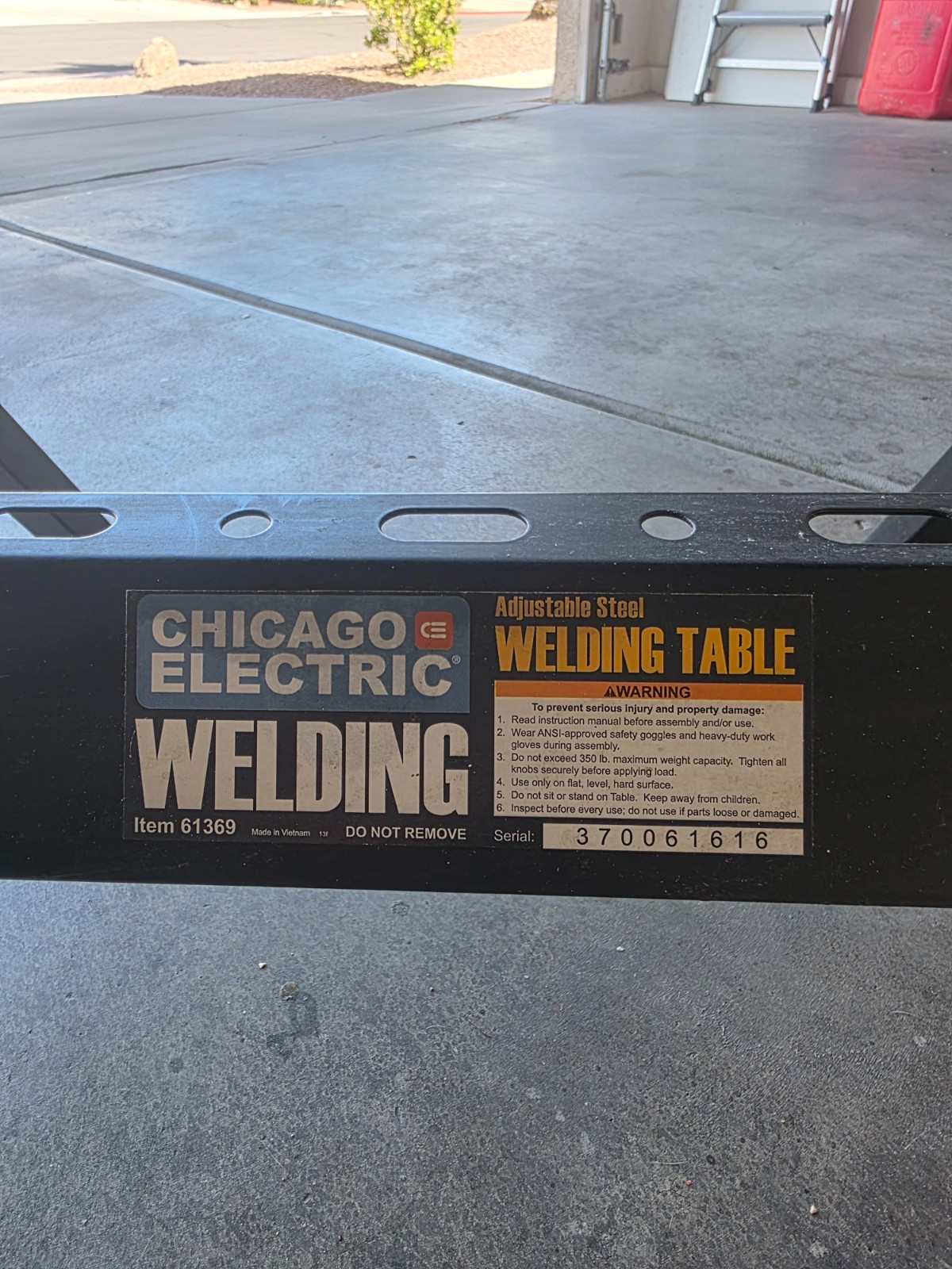 Chicago Electric Adjustable Steel Welding Table item 61369 serial 370061616