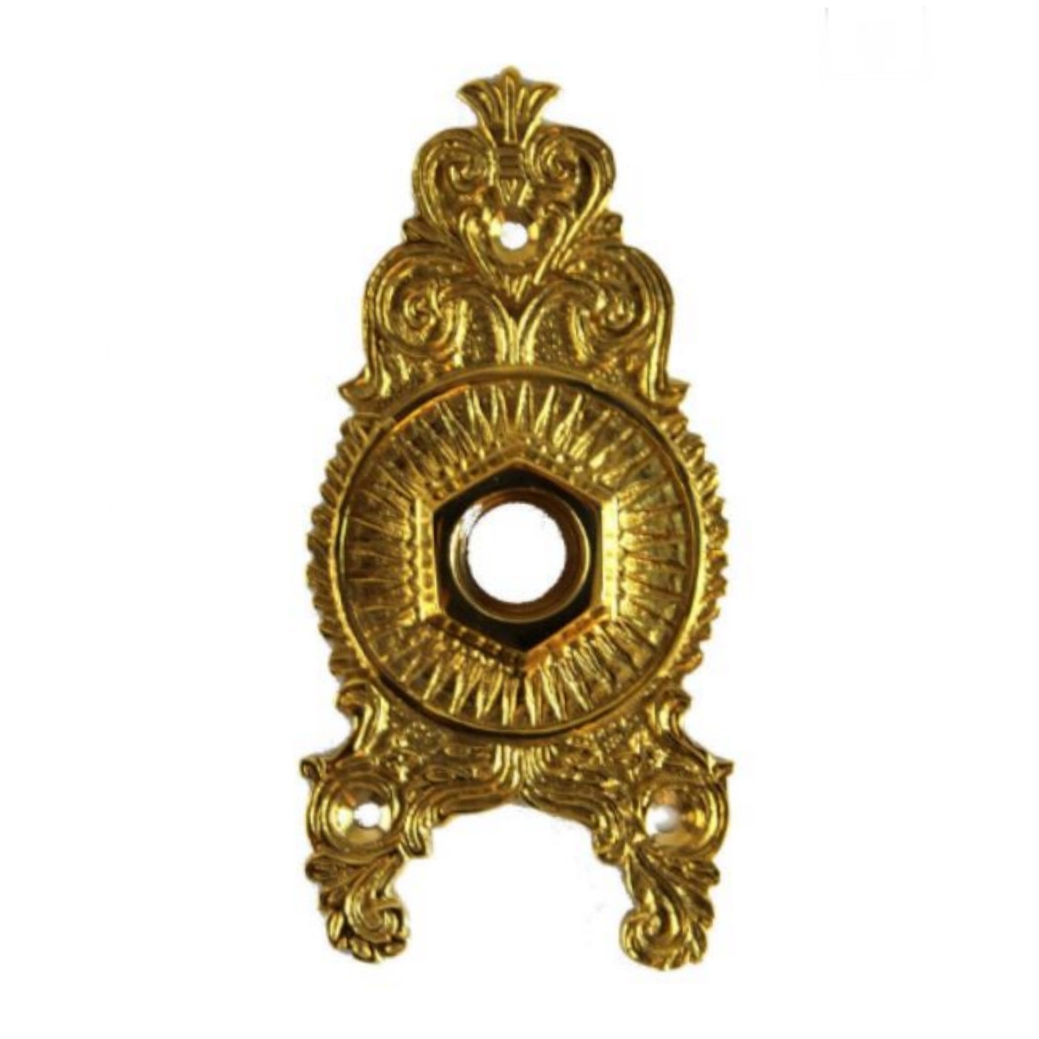 Pair of Brass Sunburst Rosette Door Plates Rare Victorian Design