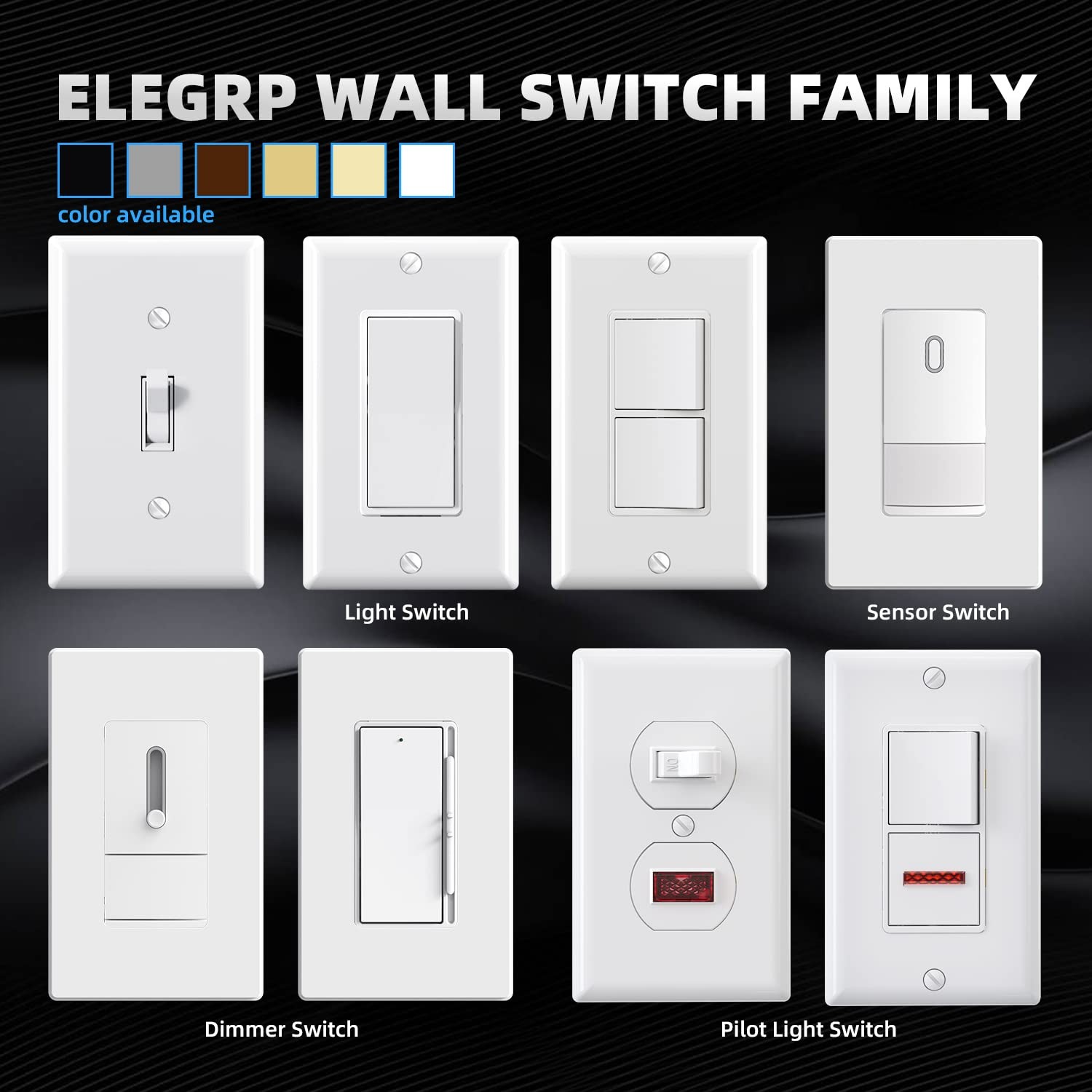 ELEGRP 4 Way Decorative Light Switch, 15Amp, Decorator White