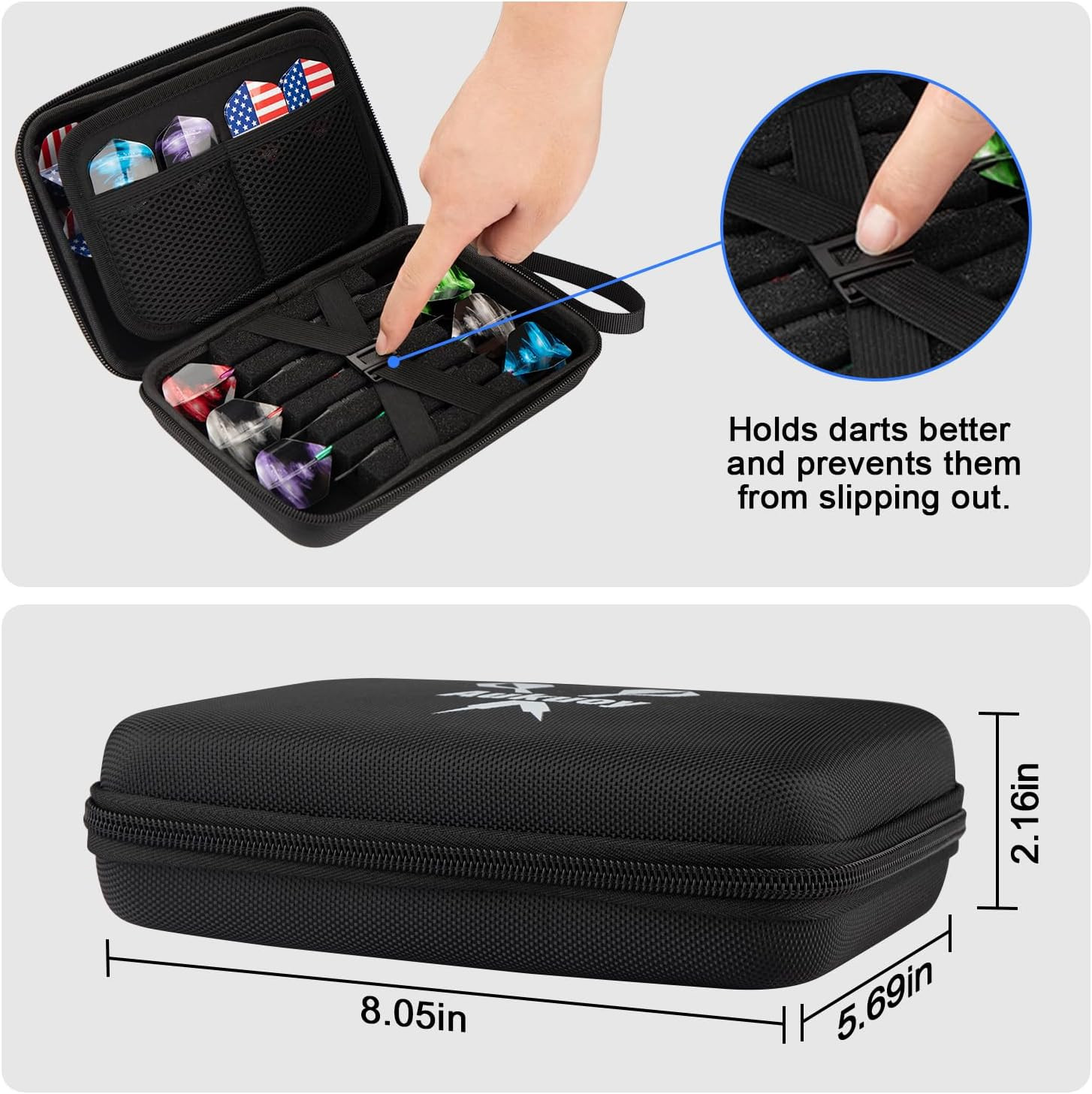 Dart Case for 12 Darts, Carrying Storage Holder Dart Tips/Shafts/Flights (Black)
