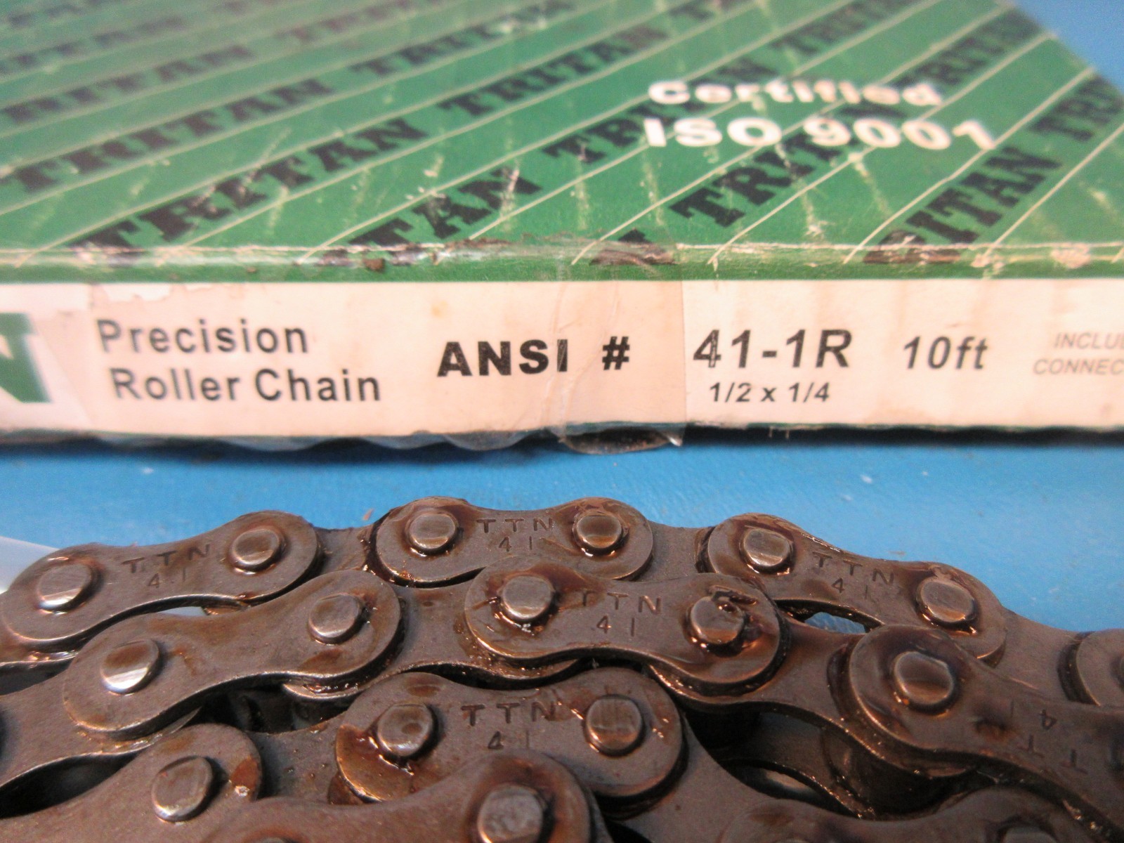 Tritan 41-1R, 10' #41 Roller Chain, Riveted, 41-1 (TSUBAKI, Morse, HKK, DIAMOND)