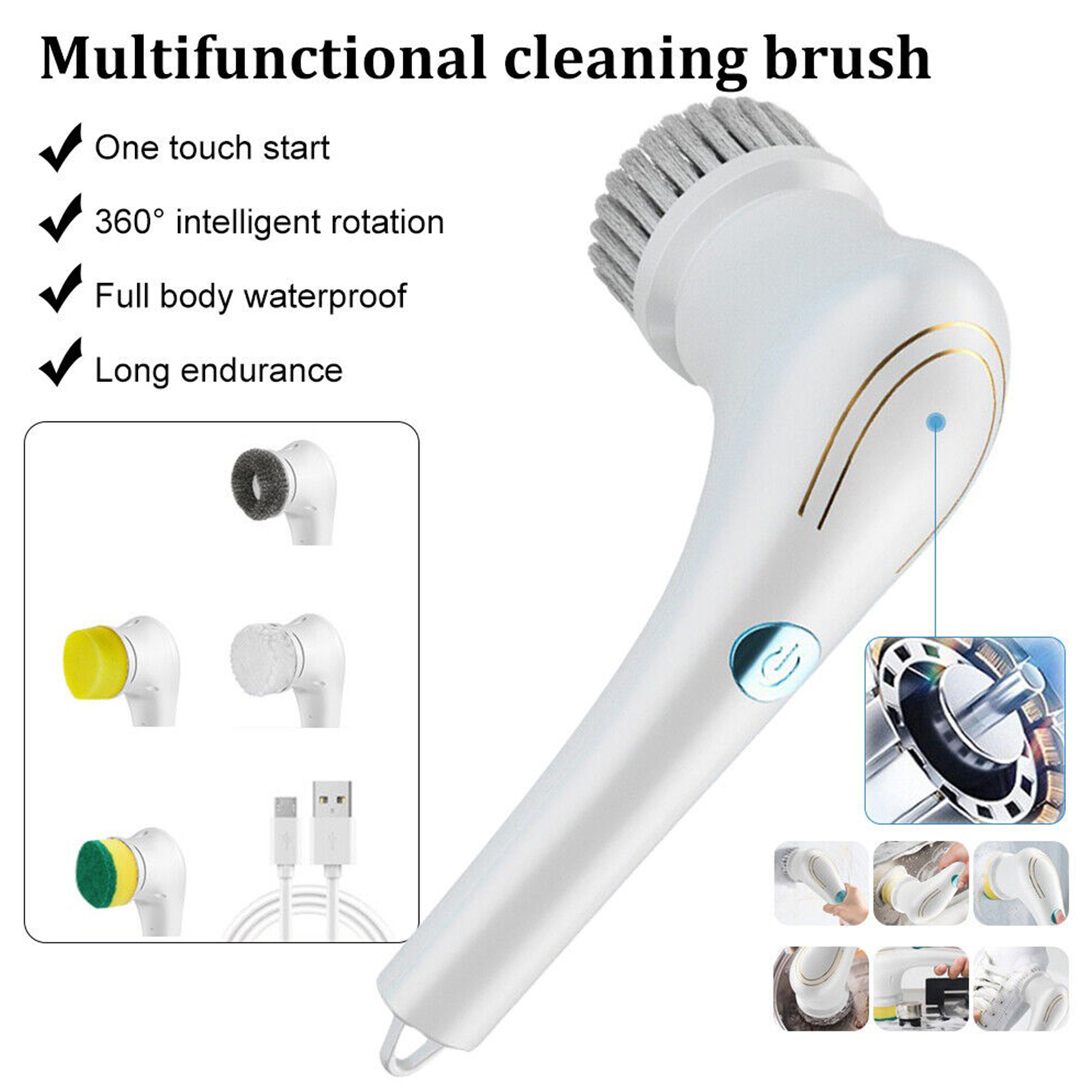 Electric Spin Scrubber Cordless Cleaning Brush Rotating Scrubber Bathroom Clean