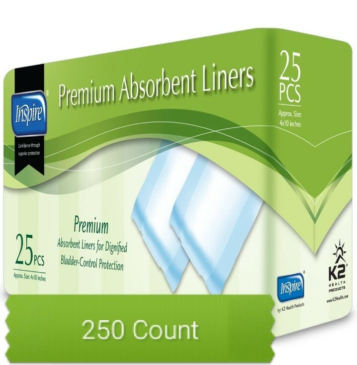 10 packs Inspire Premium Absorbent Liners 25 PCS 4x10 Inches 250 ct
