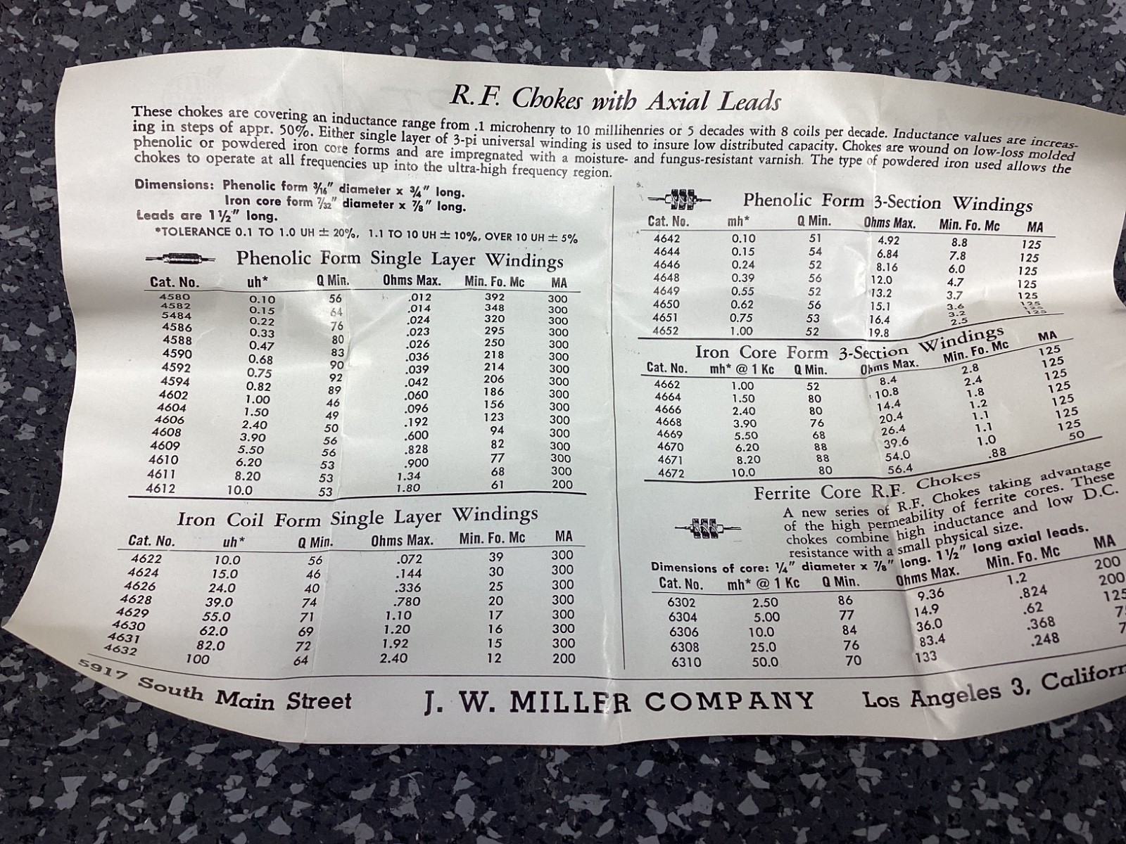 (1) Miller 4651 .75Mh 125 MA R.F. Choke - New Old Stock