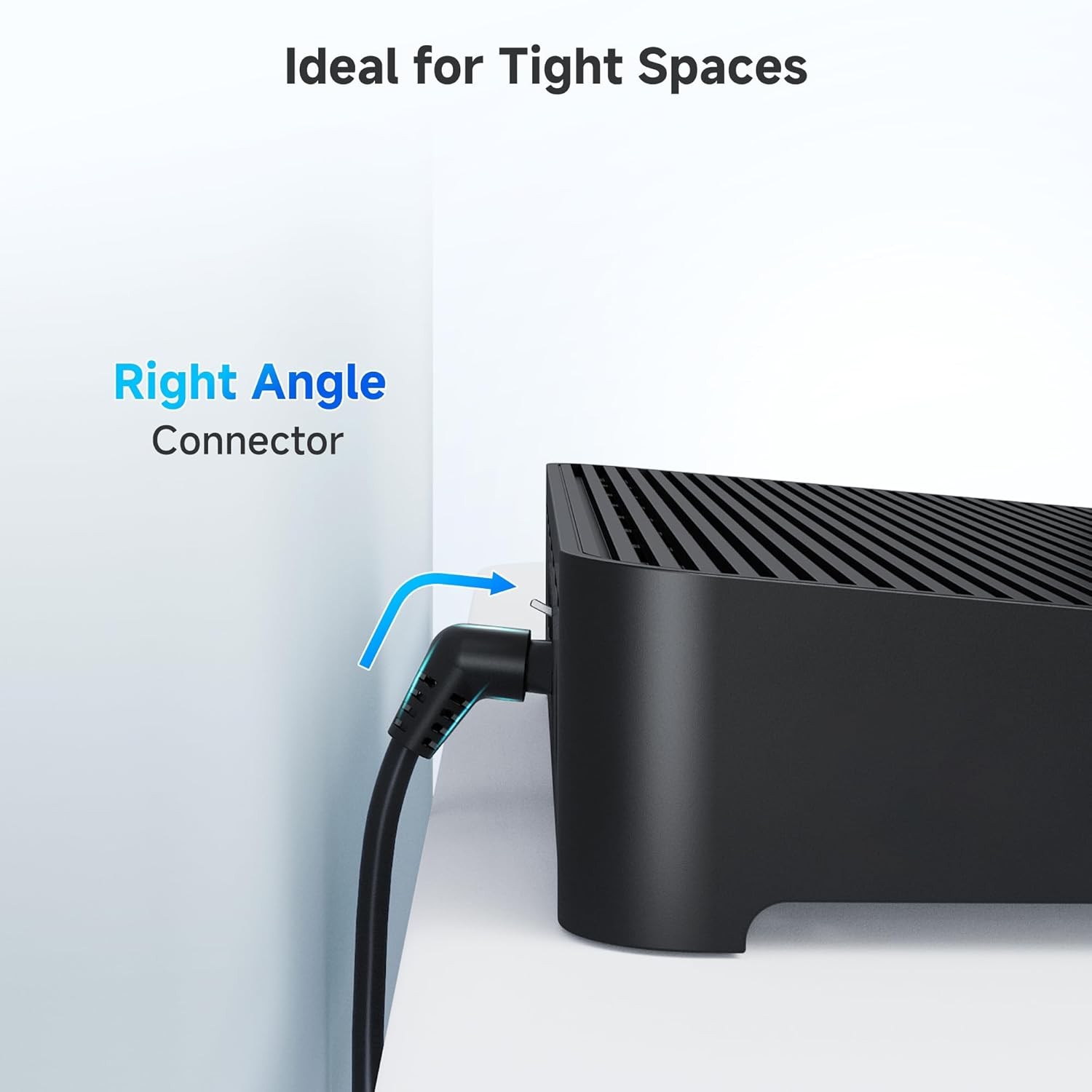 Cable Matters 10ft Rotatable Cat6 Ethernet Cable Right Angle Black