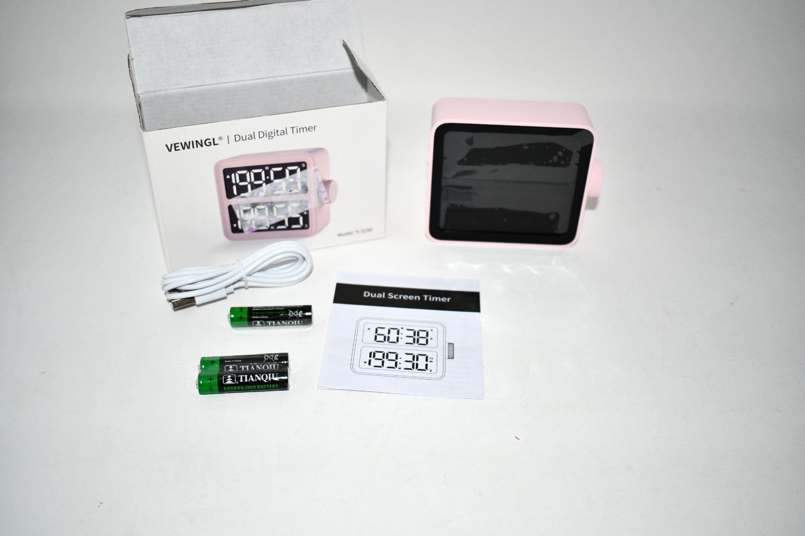 VEWINGL Dual Digital Timer Pink – Large Screen Magnetic Back Loud Alarm Stopwatc