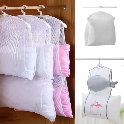 2 Pack Bed Pillows Drying Rack Plush Doll Dryer Rack Hanger Organizer Mesh Net