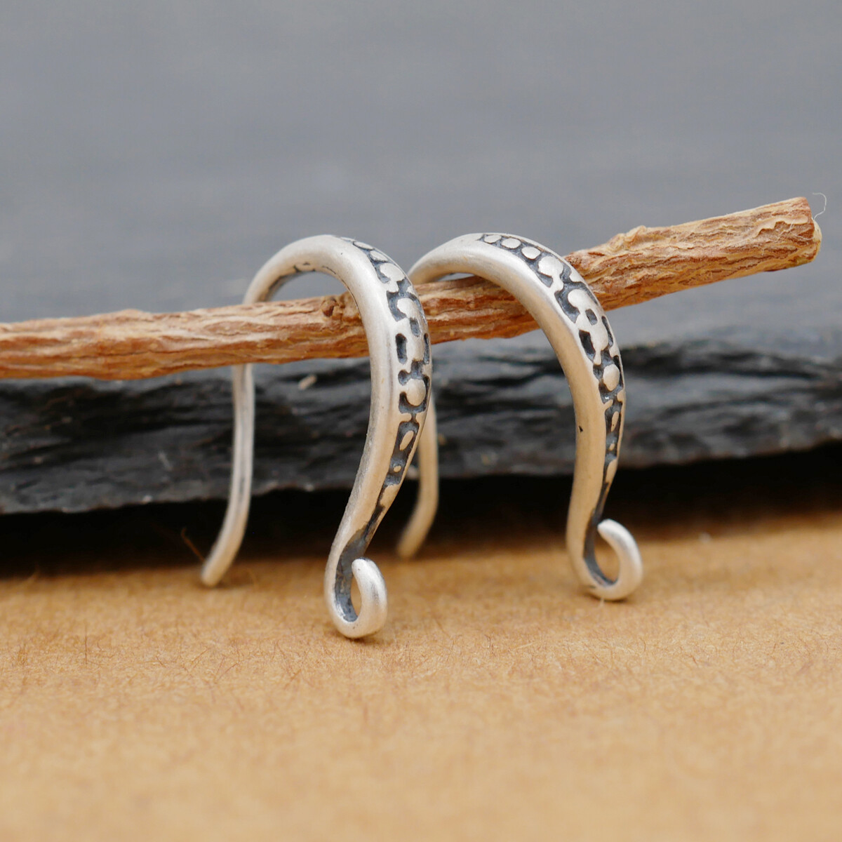 Oxidized Ear Wire French Hook Sterling Silver Earrings Findings Connectors A4302