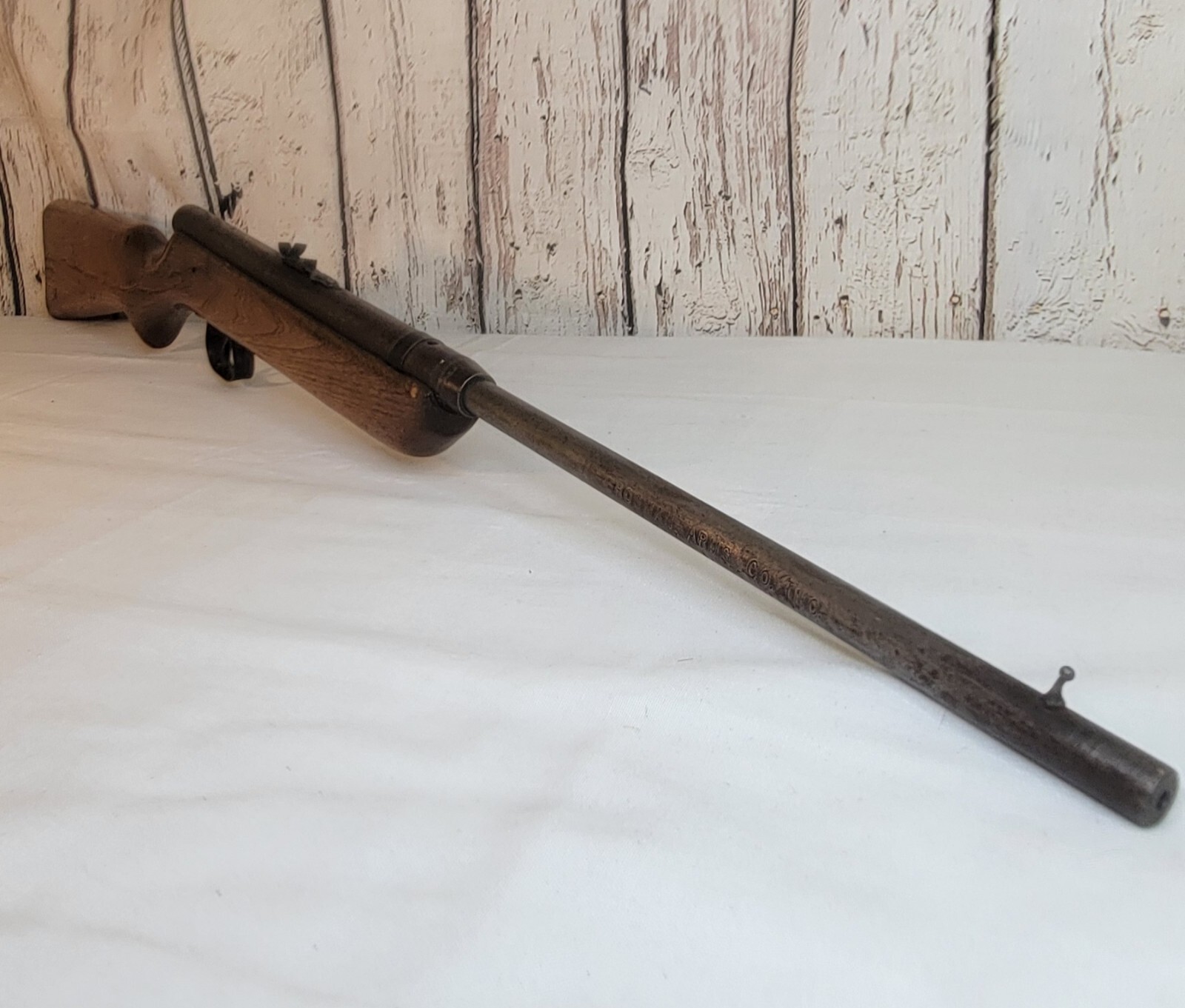 Vtg 1960’s Crosman V-350 Slide Action Wood Stock Air Rifle BB Gun Custom Carved
