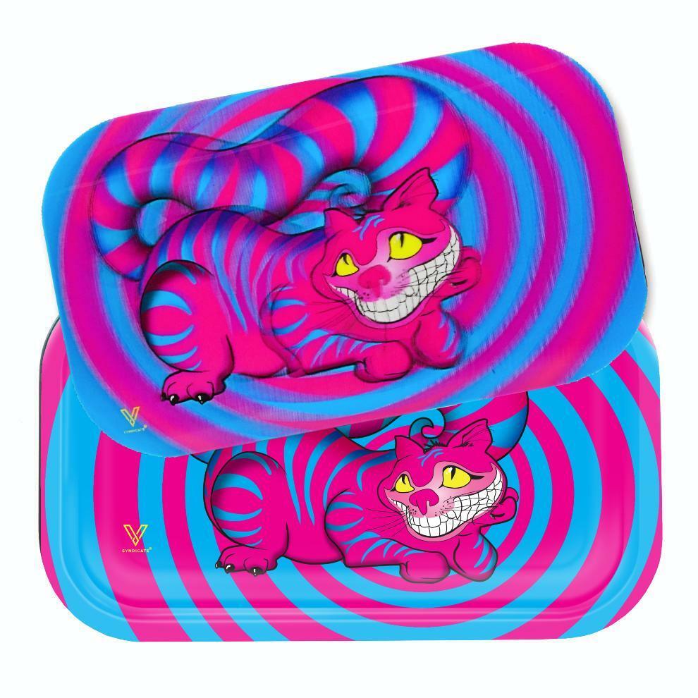 V Sydicate MEDIUM SESHIGHER CAT Roll N Go Metal Rolling Tray & Magnetic Lid