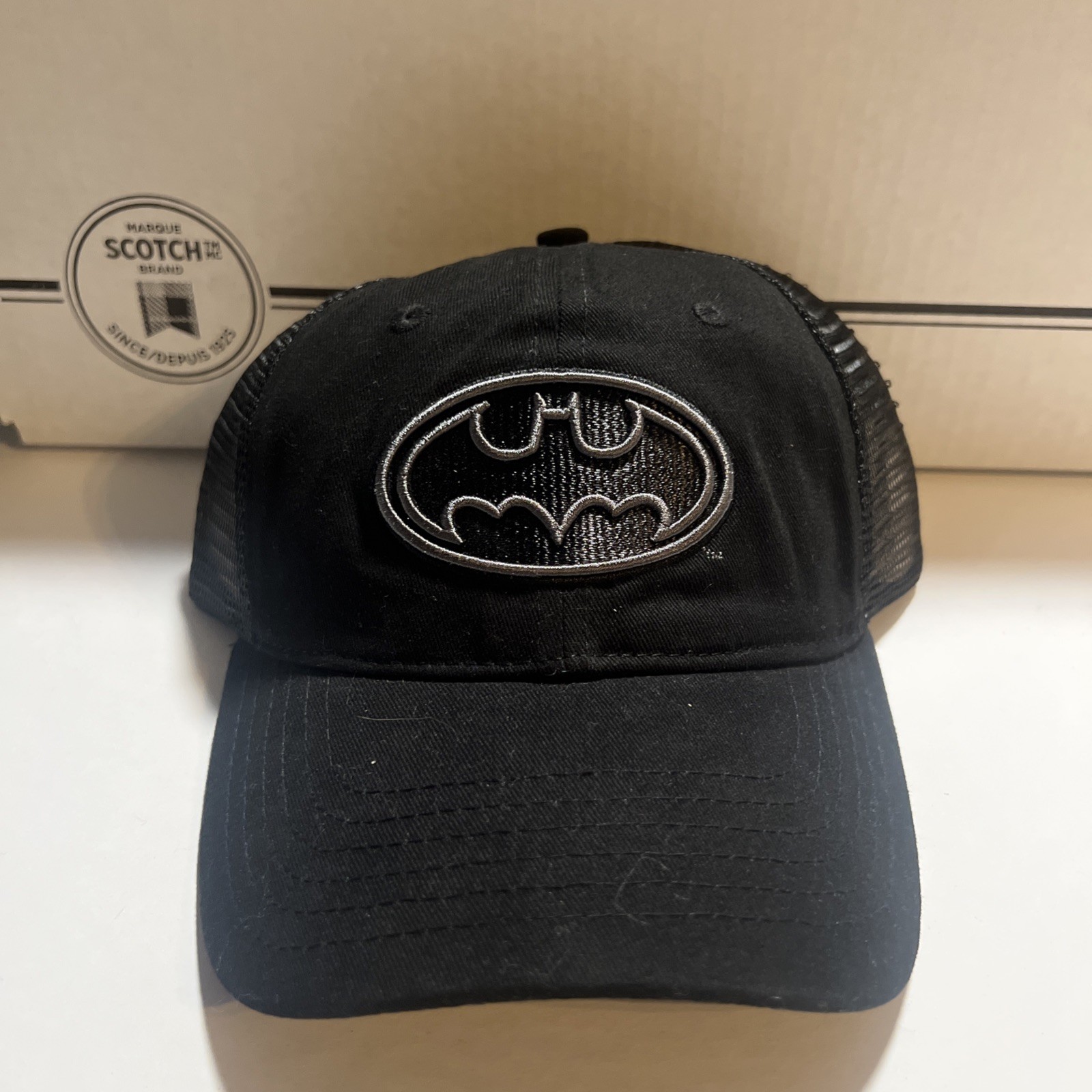 Batman Classic Symbol In Black Curved Brim Adjustable Dad Hat Black