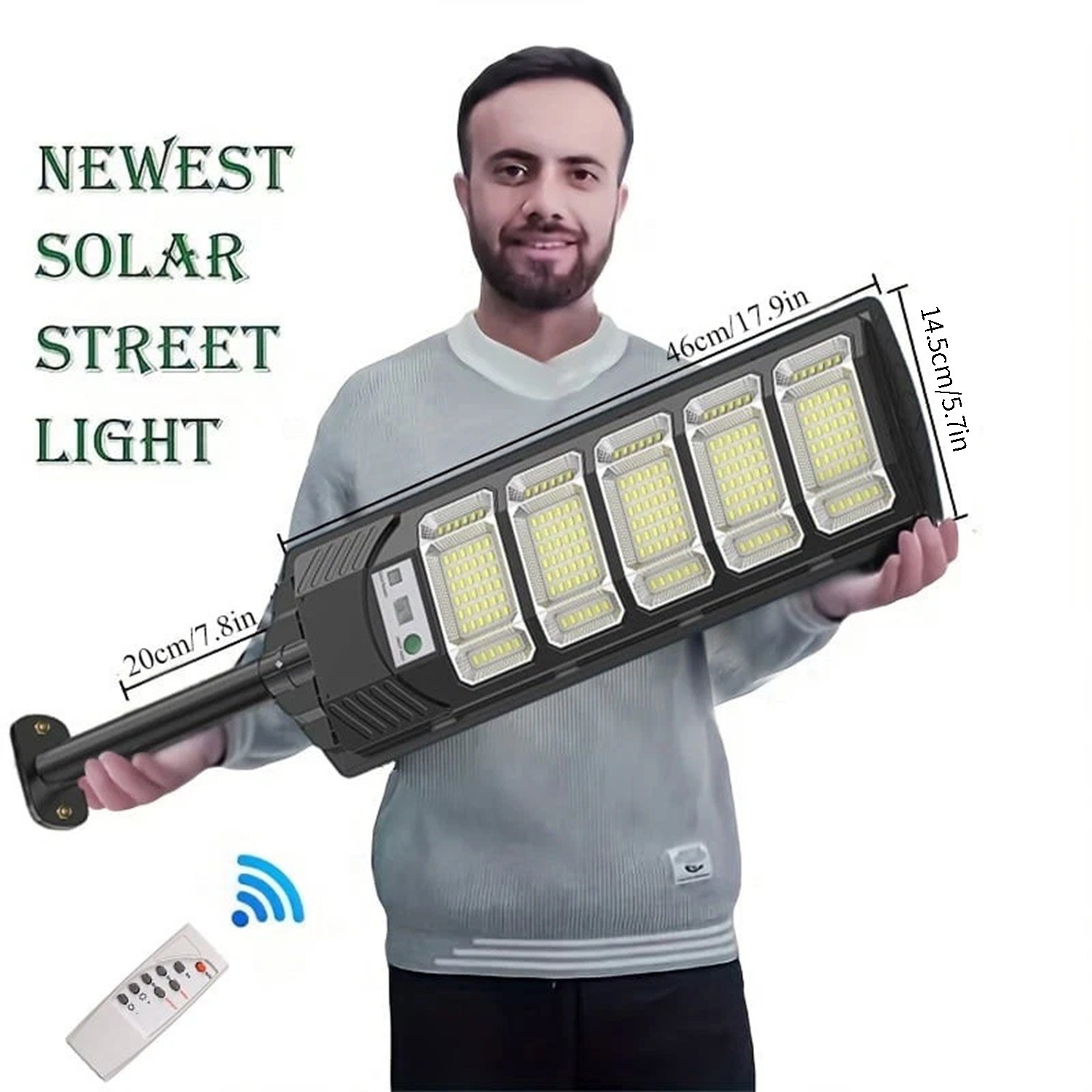 12000LM Solar Street Light Outdoor with Motion Sensor Remote Control  Security