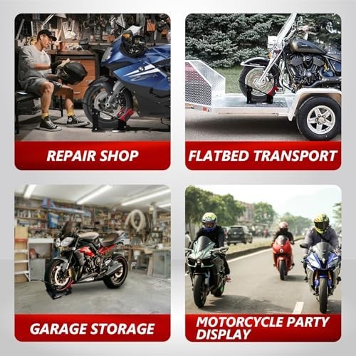 Heavy Duty Motorcycle Wheel Chock - 1800 lbs Capacity, Adjustable Height, Portab