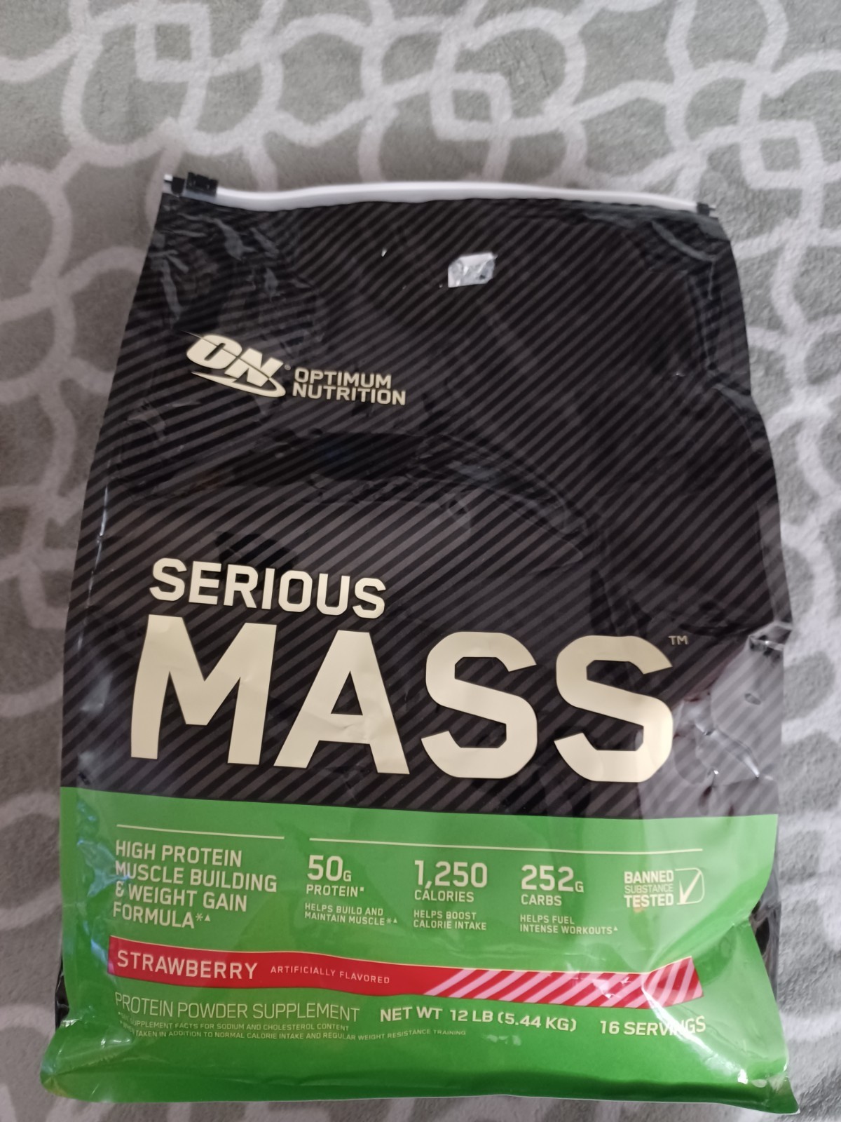 Optimum Nutrition Serious Mass Weight Gainer Protein Powder Strawberry 12lb 6/27