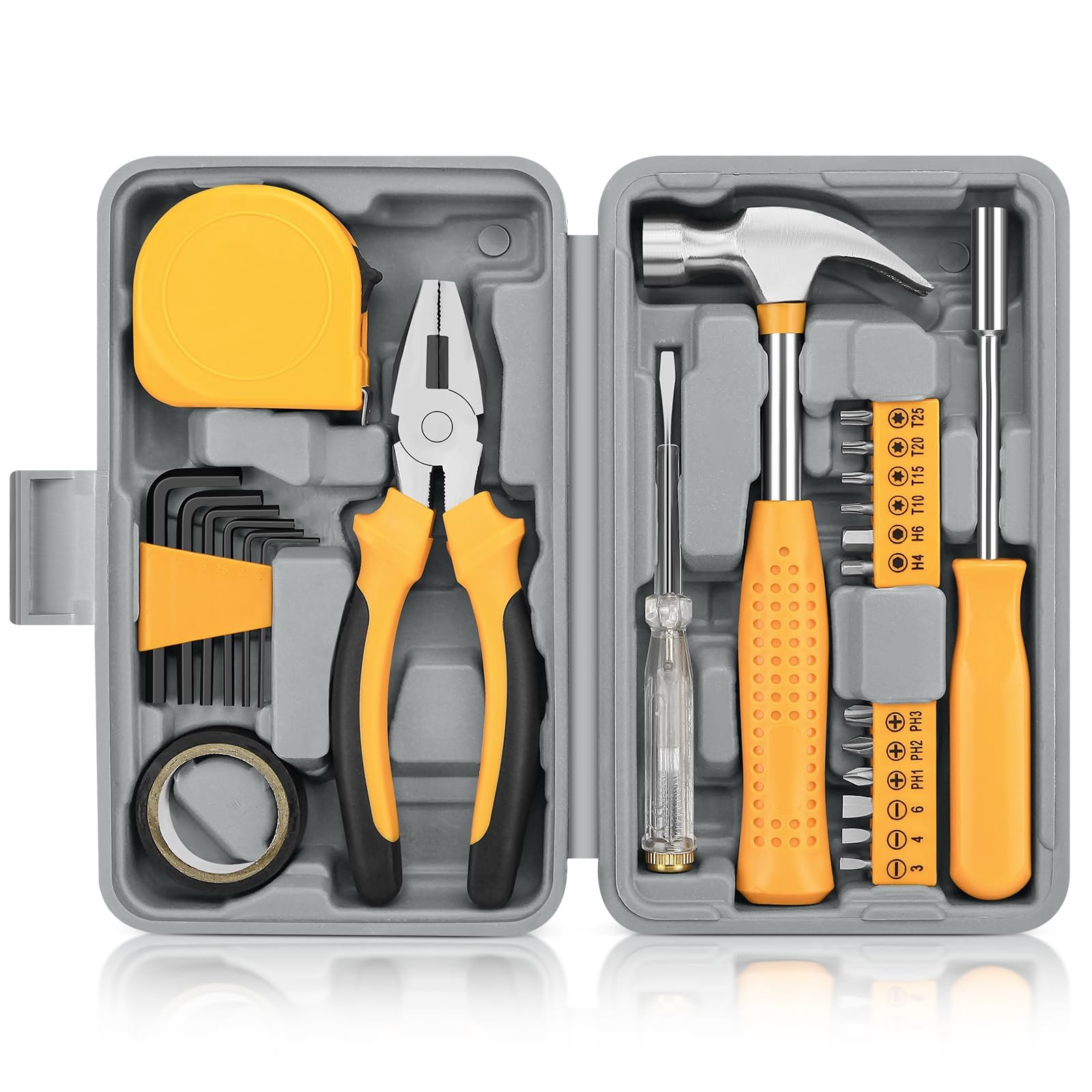 24pcs Home DIY Tool Kit for Household, Office & Garage - General Yellow
